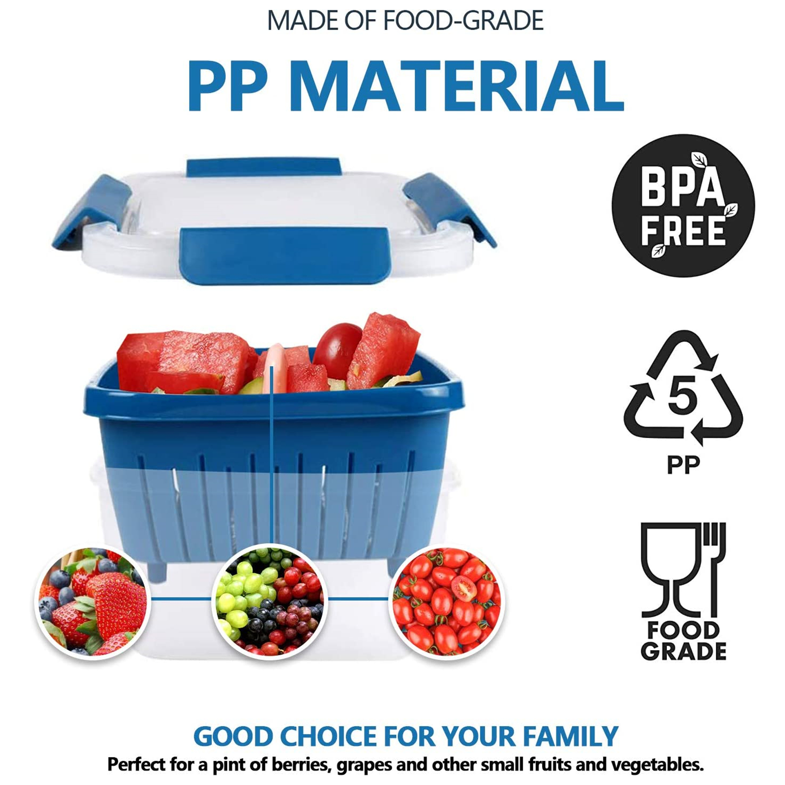 Shopwithgreen Berry Keeper Box Containers 2pcs - 52oz Blue-shopwithgreen