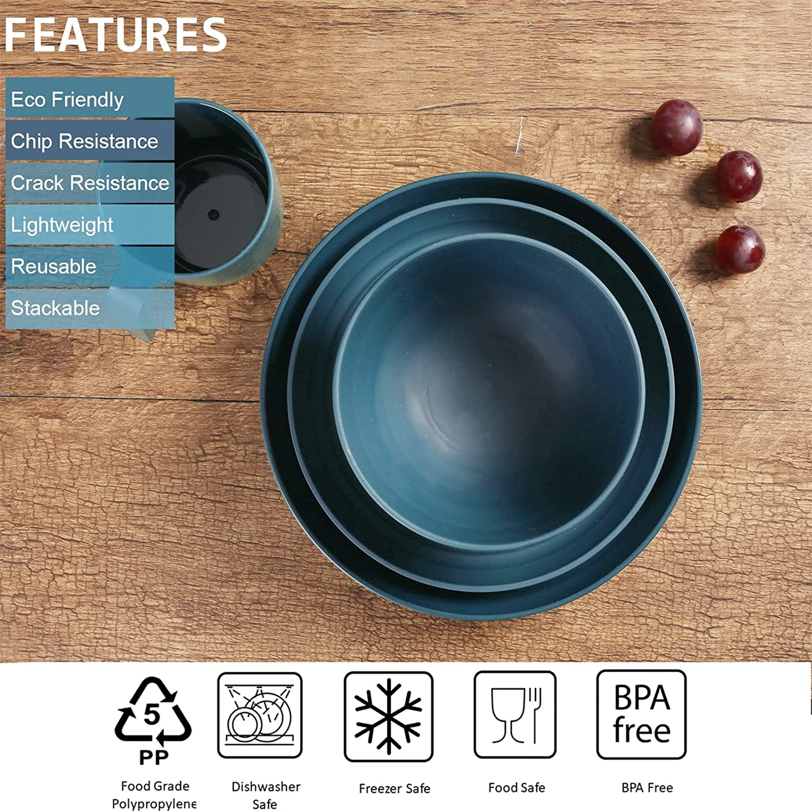 Shopwithgreen Lightweight & Unbreakable Plastic Dinnerware Sets - 16 PCS-shopwithgreen