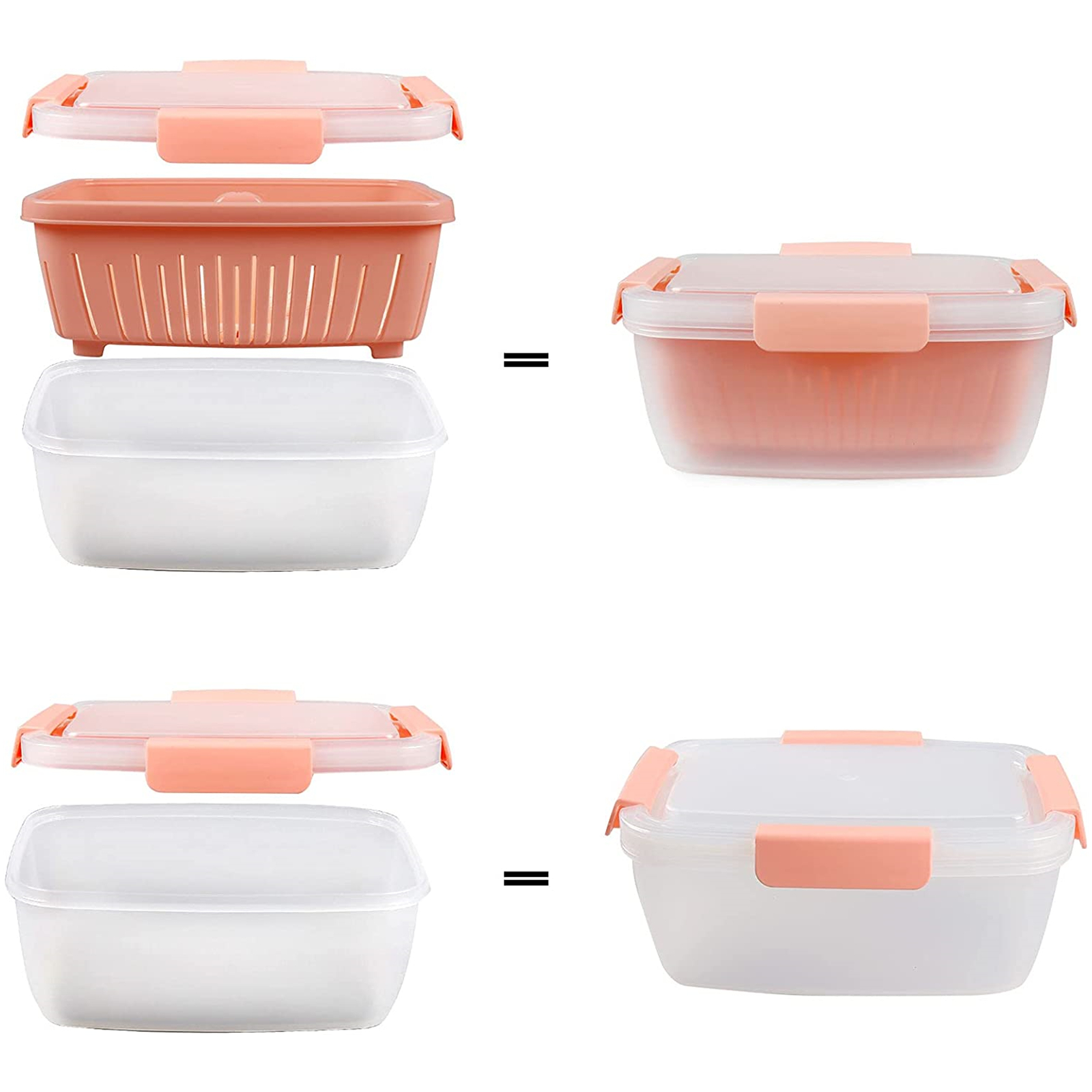 Shopwithgreen Berry Keeper Box Containers 2pcs - 68oz Pink-shopwithgreen