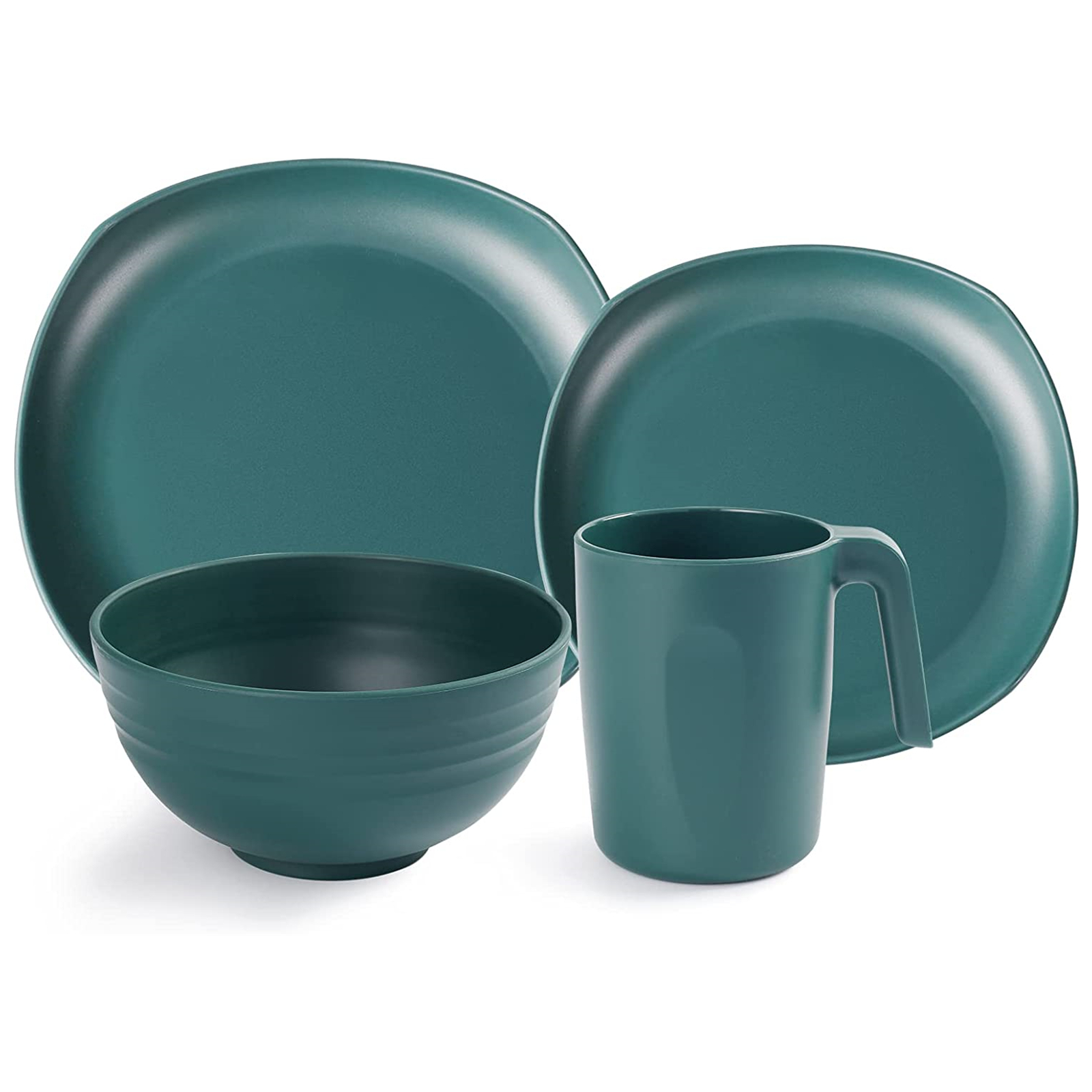 Shopwithgreen Lightweight & Unbreakable Plastic Square Dinnerware Sets - 16 PCS-shopwithgreen