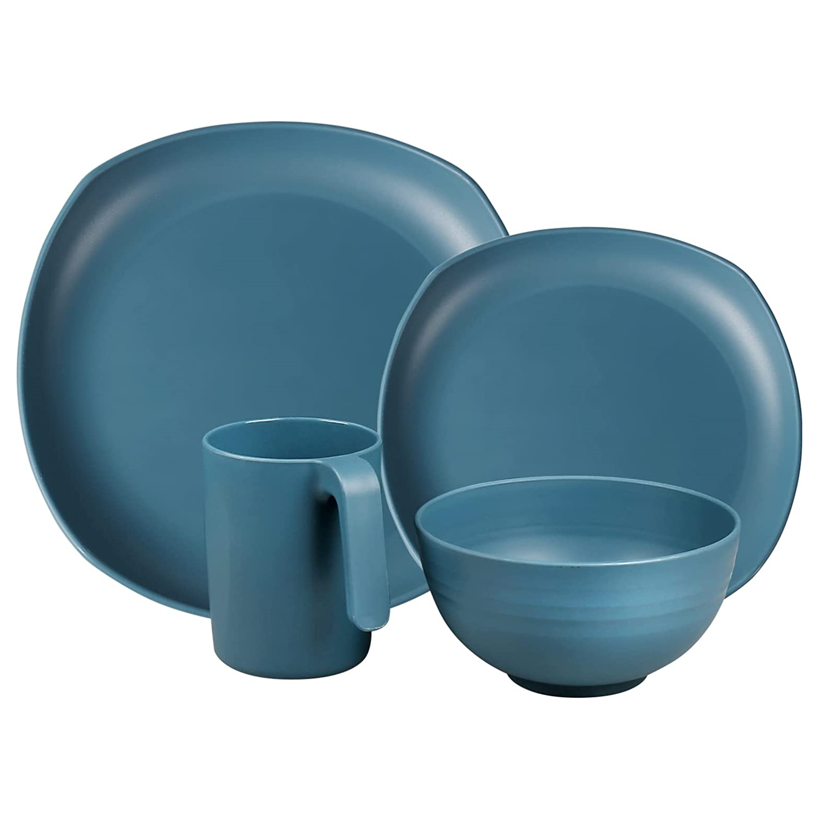 Shopwithgreen Lightweight & Unbreakable Plastic Square Dinnerware Sets - 16 PCS-shopwithgreen