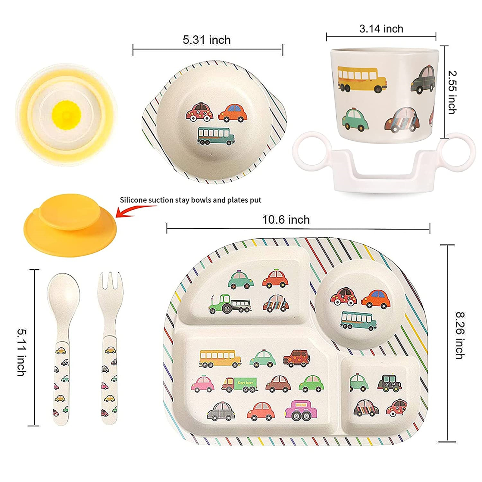 Shopwithgreen Bamboo Kids Dinnerware Set 7 pcs-shopwithgreen