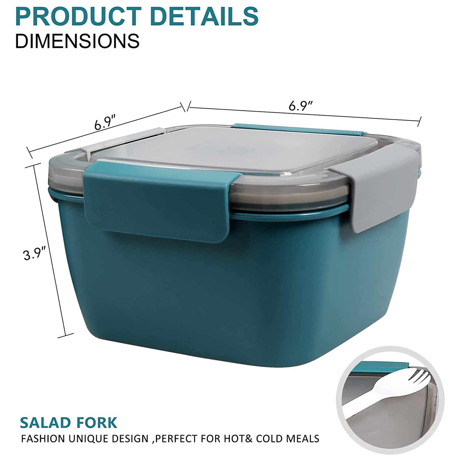 Shopwithgreen 52 OZ to Go Salad Container Lunch Container with 3-Compartment - Dark Blue-shopwithgreen