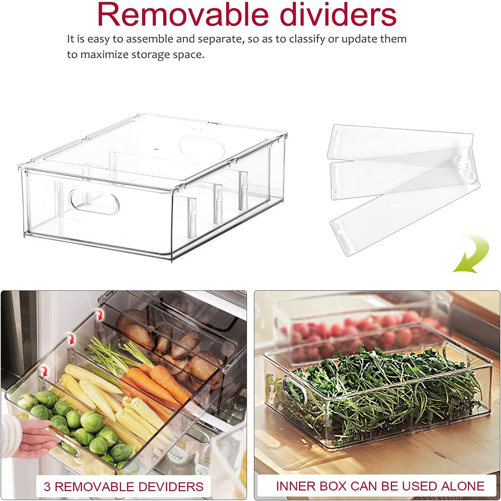 Shopwithgreen Refrigerator Organizer Bins with Pull-out Drawer - Large-shopwithgreen