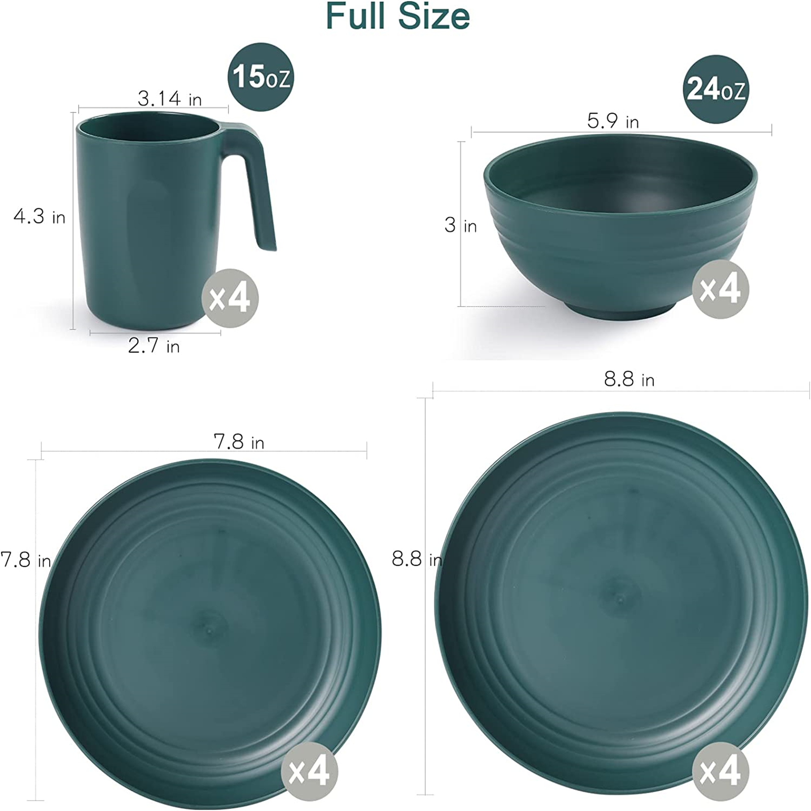 Shopwithgreen Lightweight & Unbreakable Plastic Dinnerware Sets - 16 PCS-shopwithgreen