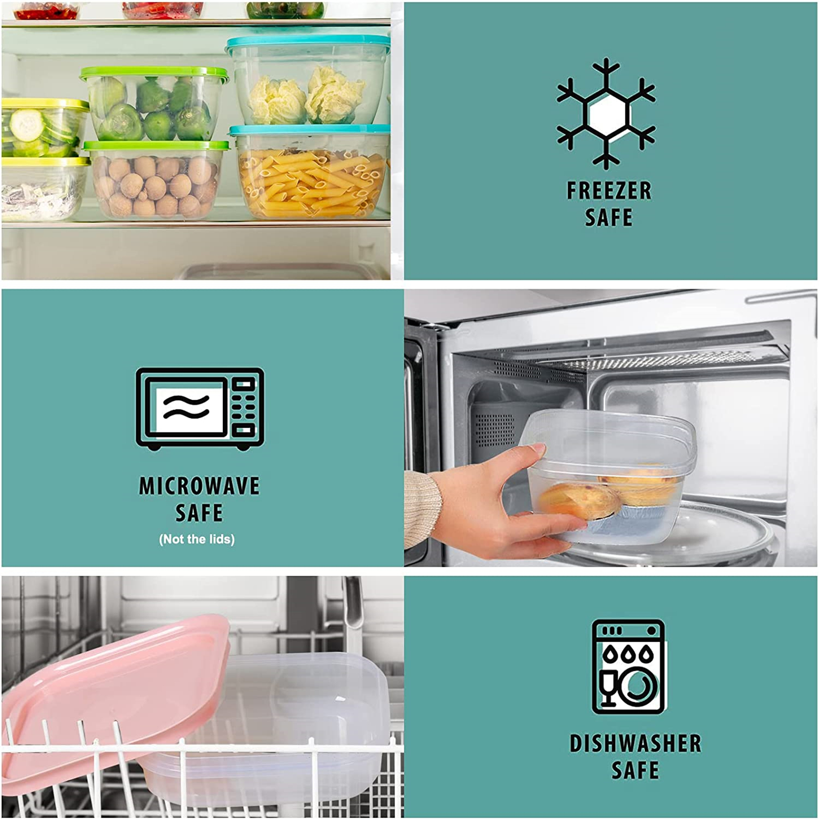 Shopwithgreen 8 Sets(16 Pieces) Multicolor Food Storage Containers - Square-shopwithgreen