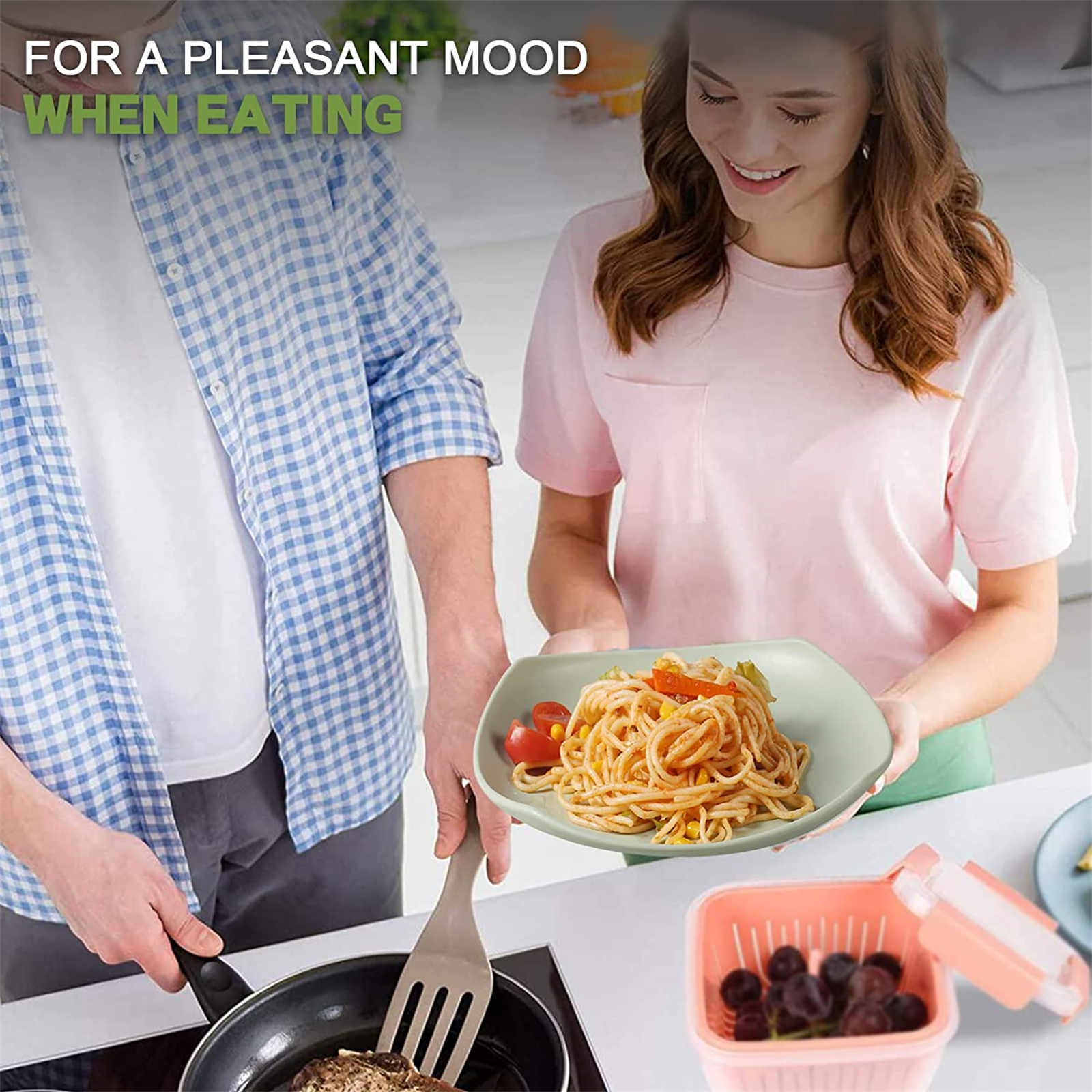 Shopwithgreen Lightweight & Unbreakable Plastic Square Dinnerware Sets - 16 PCS-shopwithgreen