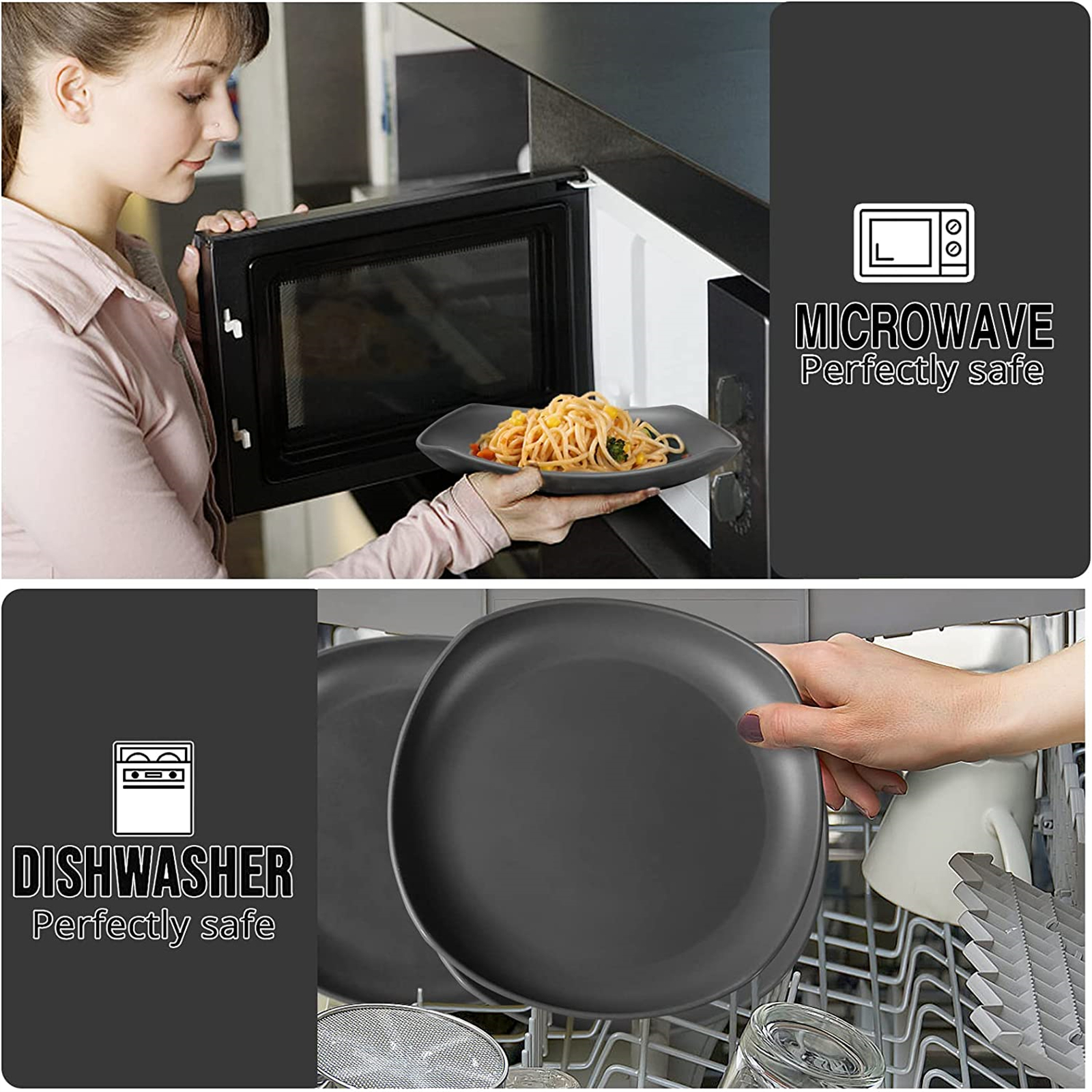 Shopwithgreen Lightweight & Unbreakable Plastic Square Dinnerware Sets - 16 PCS-shopwithgreen