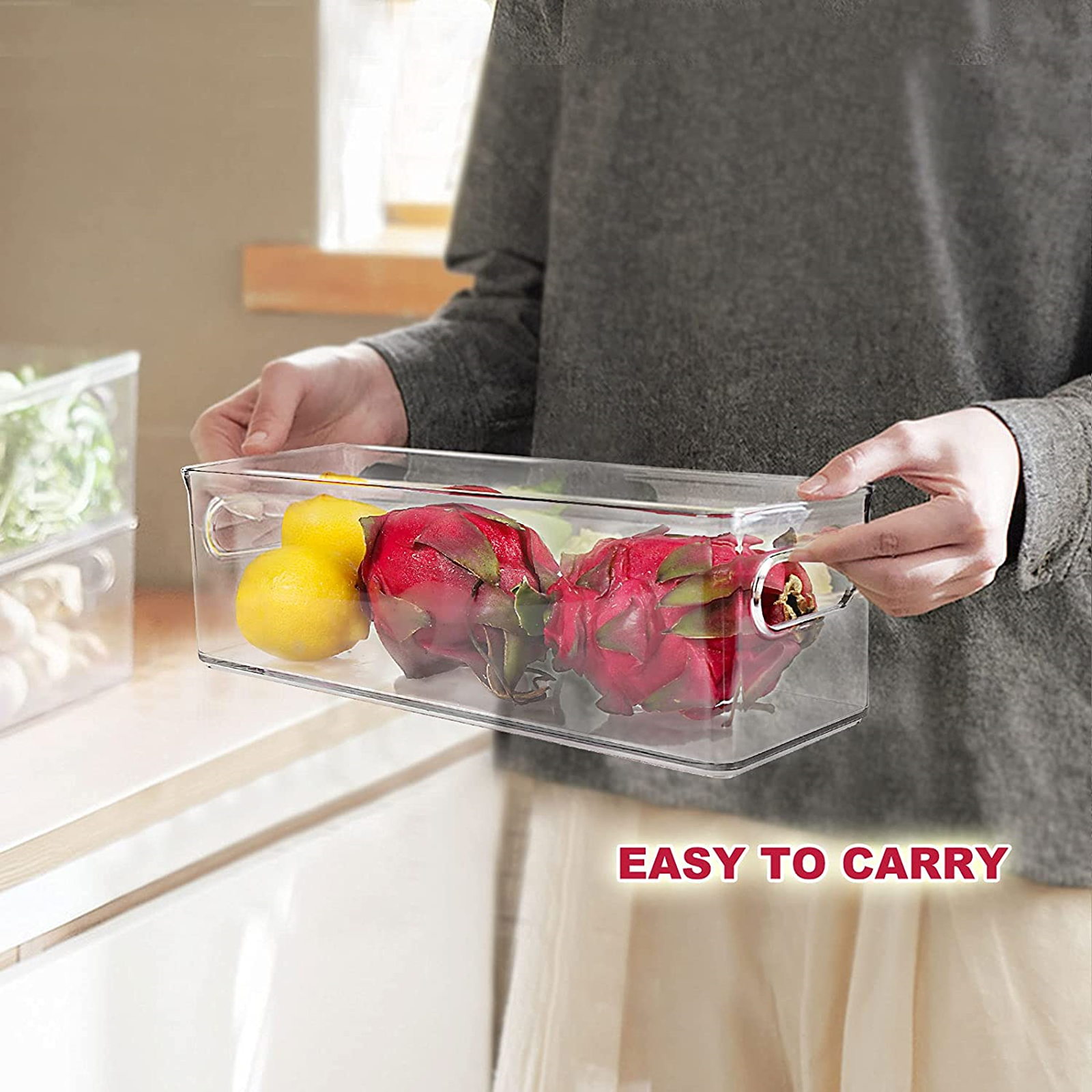 Shopwithgreen Refrigerator Organizer Bins with Pull-out Drawer - Large-shopwithgreen