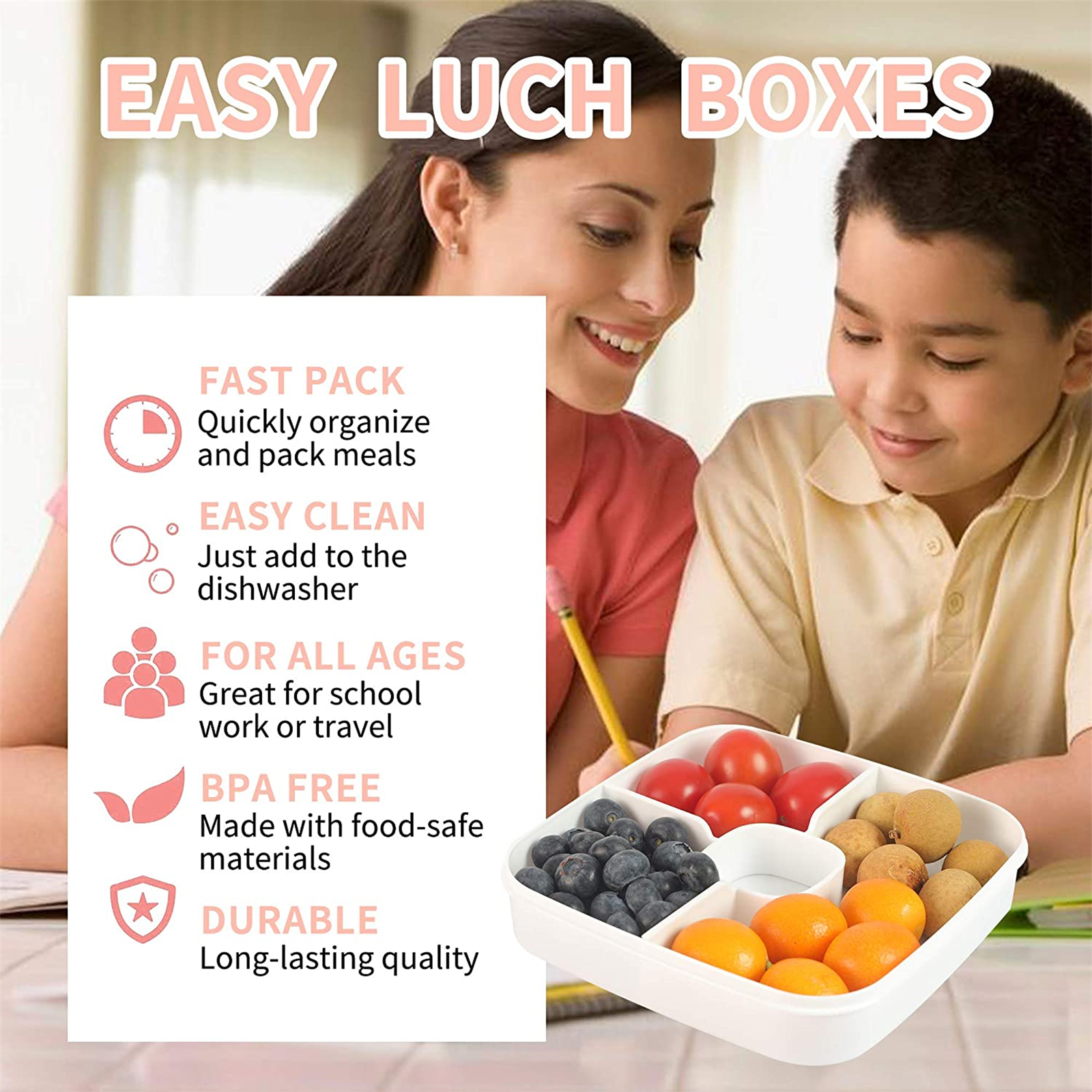 Shopwithgreen 52 OZ to Go Salad Container Lunch Container with 3-Compartment - Pink-shopwithgreen