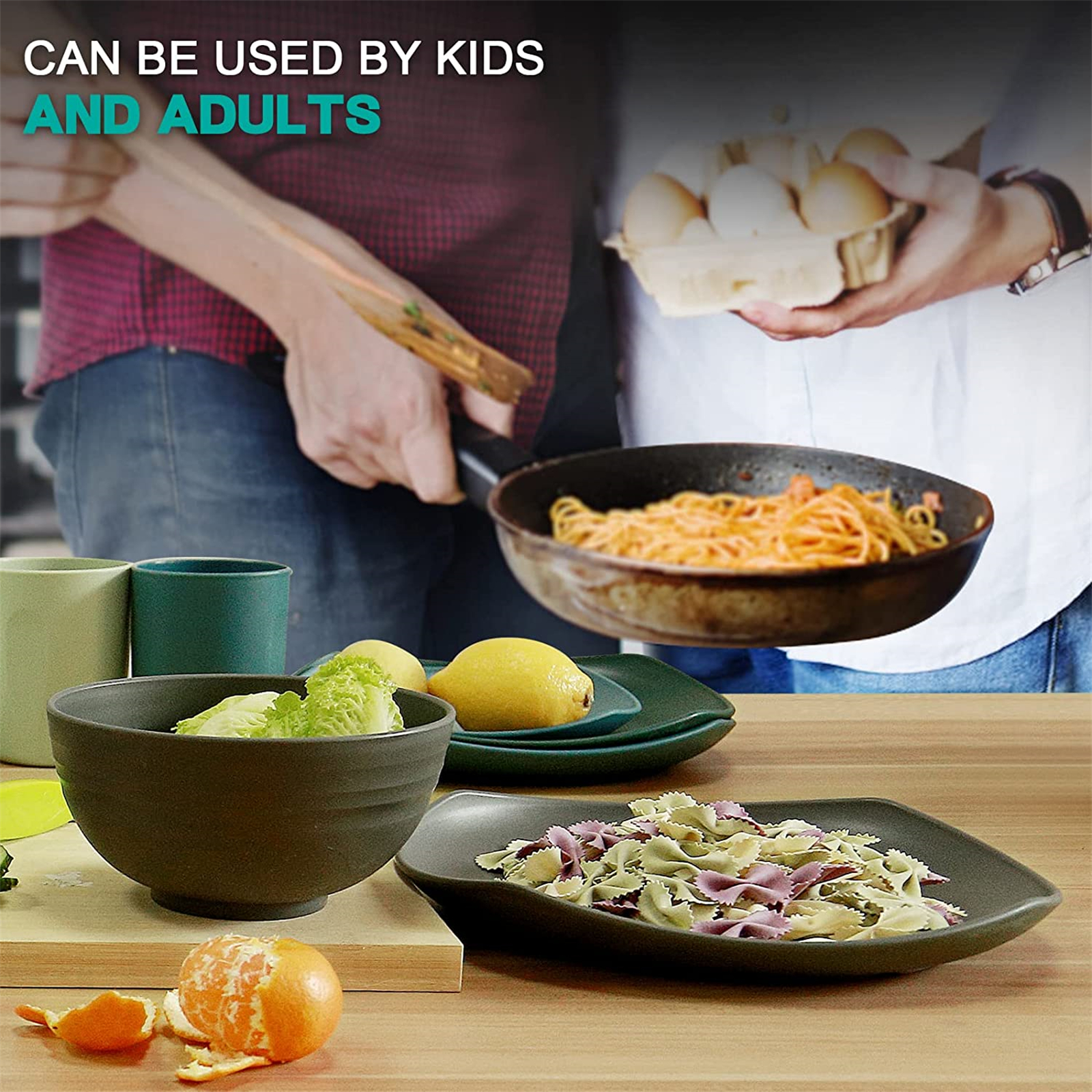 Shopwithgreen Lightweight & Unbreakable Plastic Square Dinnerware Sets - 16 PCS-shopwithgreen