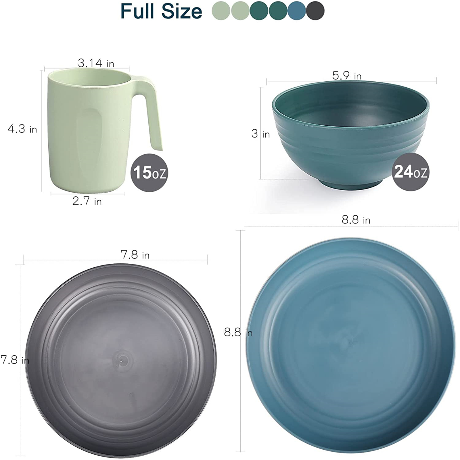 Shopwithgreen Lightweight & Unbreakable Plastic Dinnerware Sets - 36 PCS-shopwithgreen