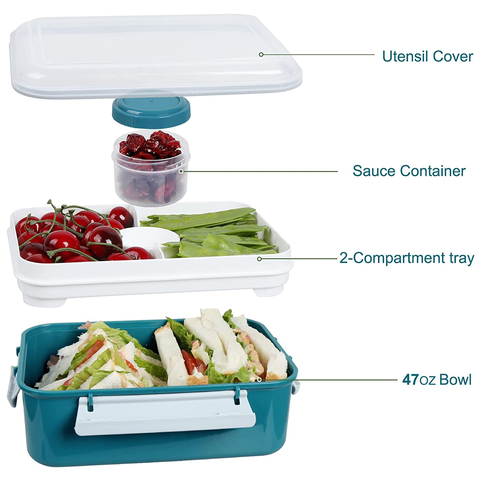 Shopwithgreen Salad Food Storage Container to Go 47-oz with 3-Compartment 3 pcs - Navy-shopwithgreen