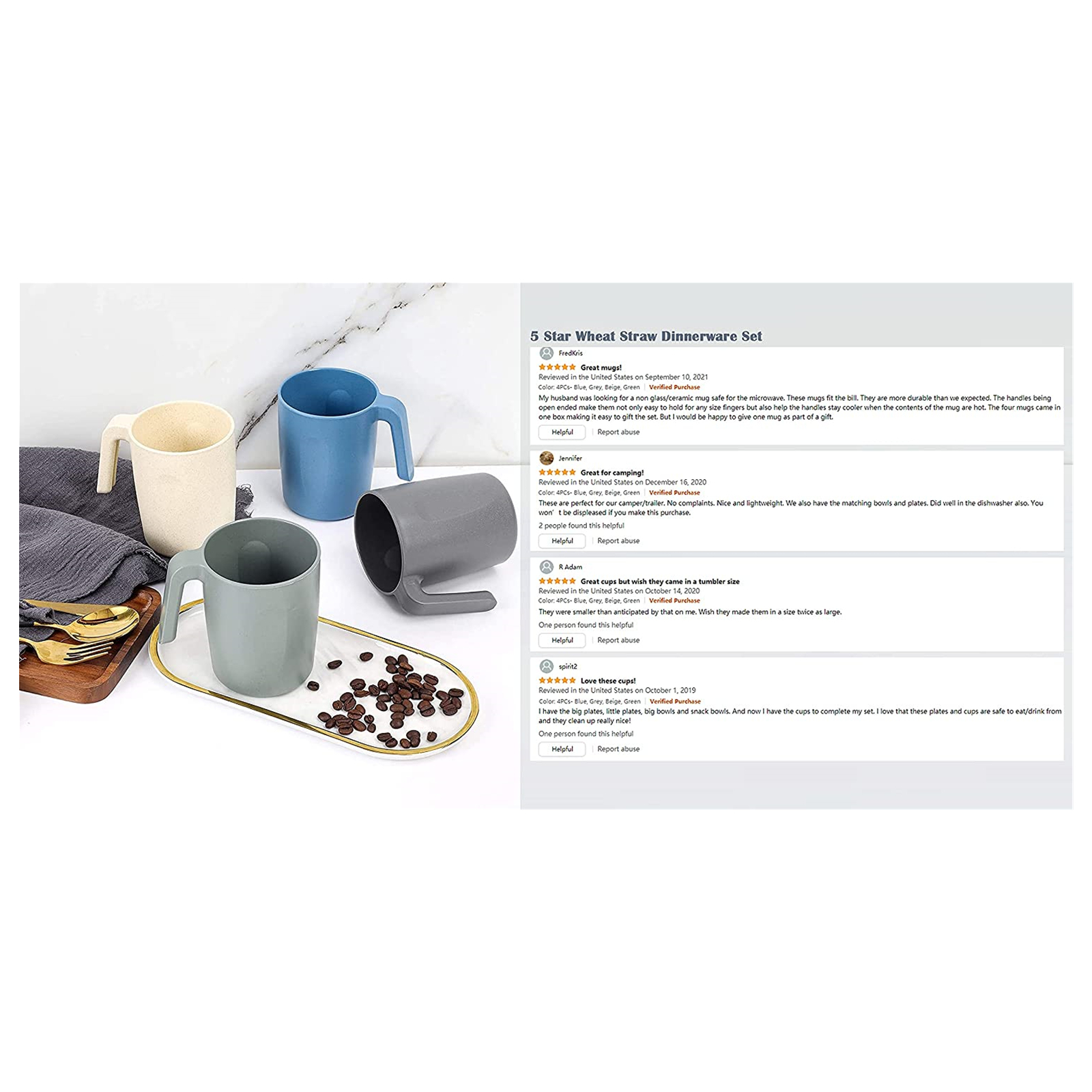 Shopwithgreen Wheat Straw Coffee Mugs - 4PCS 15 OZ Coastal-shopwithgreen