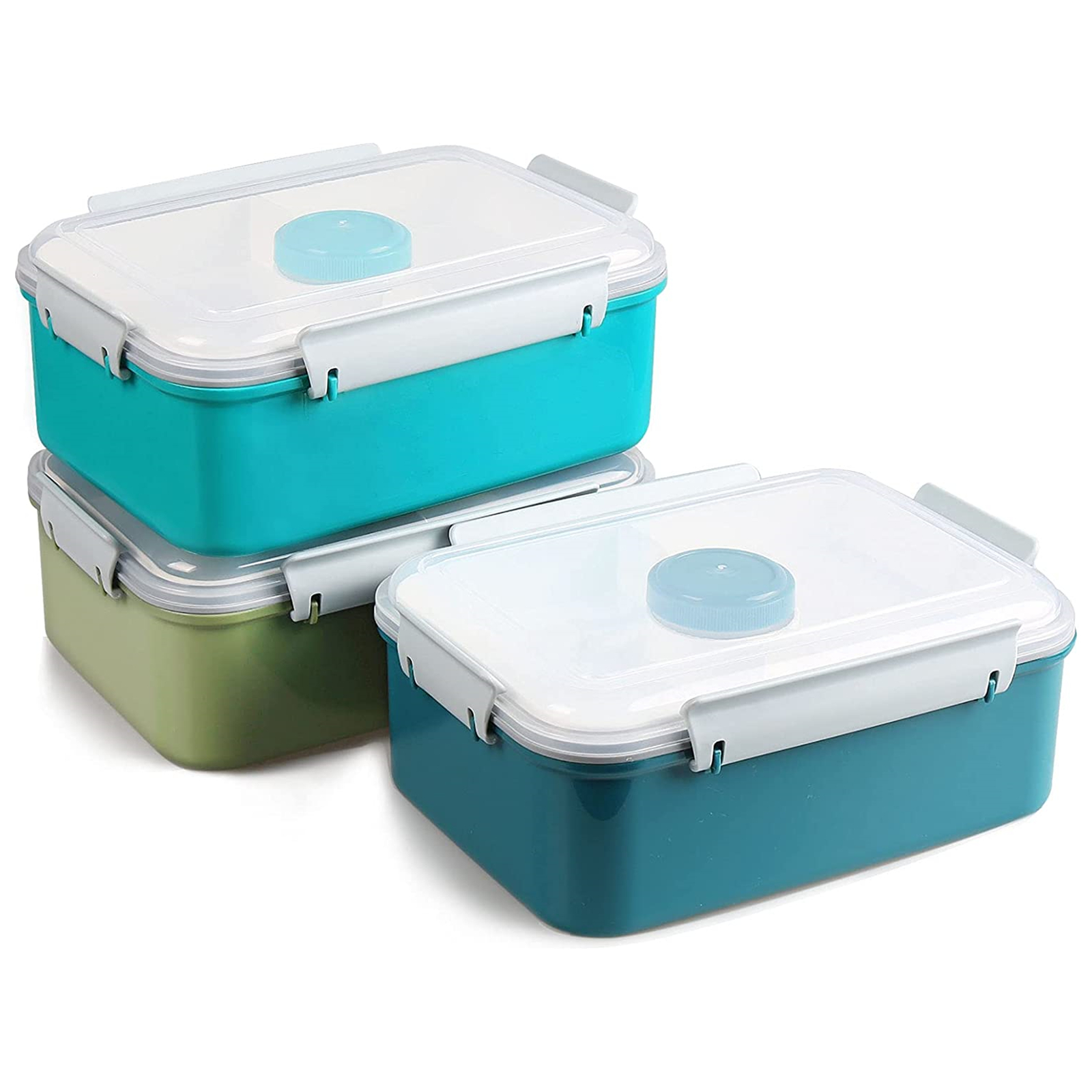 Shopwithgreen Salad Food Storage Container to Go 47-oz with 3-Compartment 3 pcs - Navy & Dark Green & Light Blue-shopwithgreen