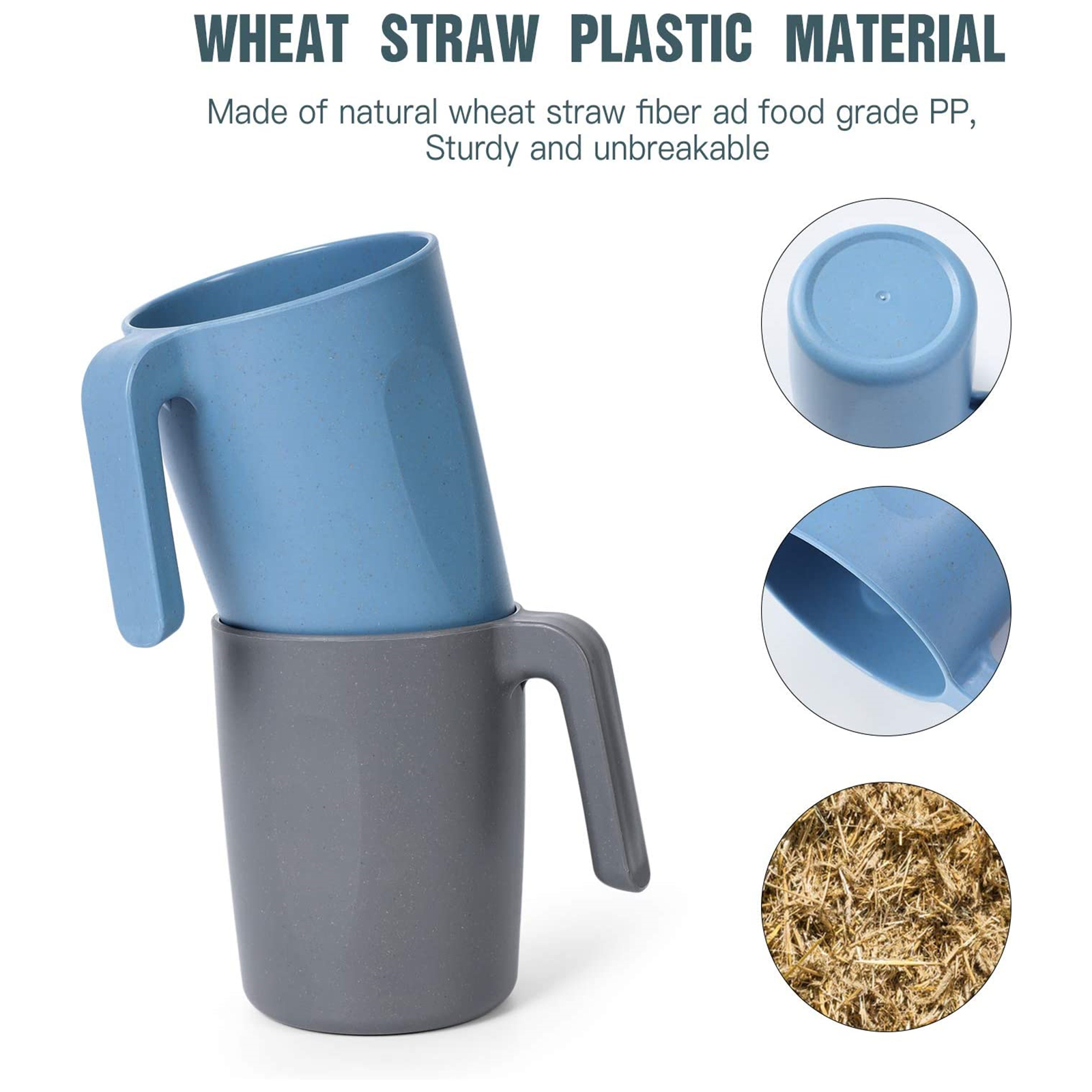 Shopwithgreen Wheat Straw Coffee Mugs - 4PCS 15 OZ Coastal-shopwithgreen