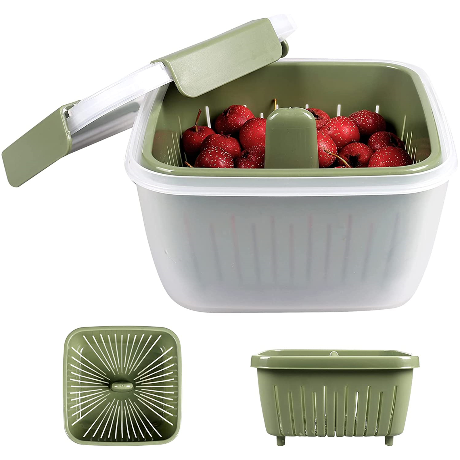 shopwithgreen 68oz Berry Keeper Container, Fruit Produce Saver Food Storage  Containers with Removable Drain Colanders, Vegetable Fresh Keeper Set 