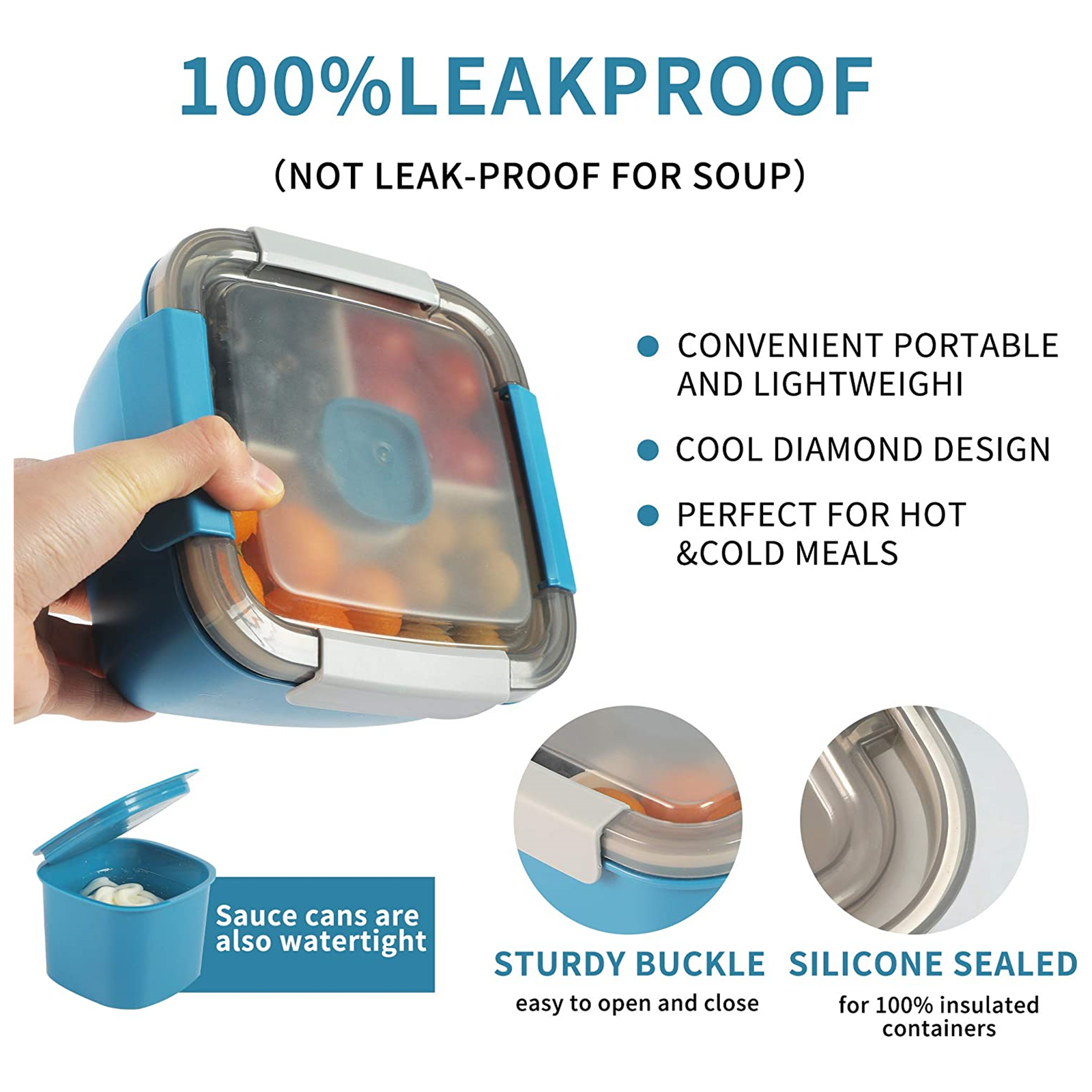 Shopwithgreen 52 OZ to Go Salad Container Lunch Container with 3-Compartment - Blue-3 pcs-shopwithgreen