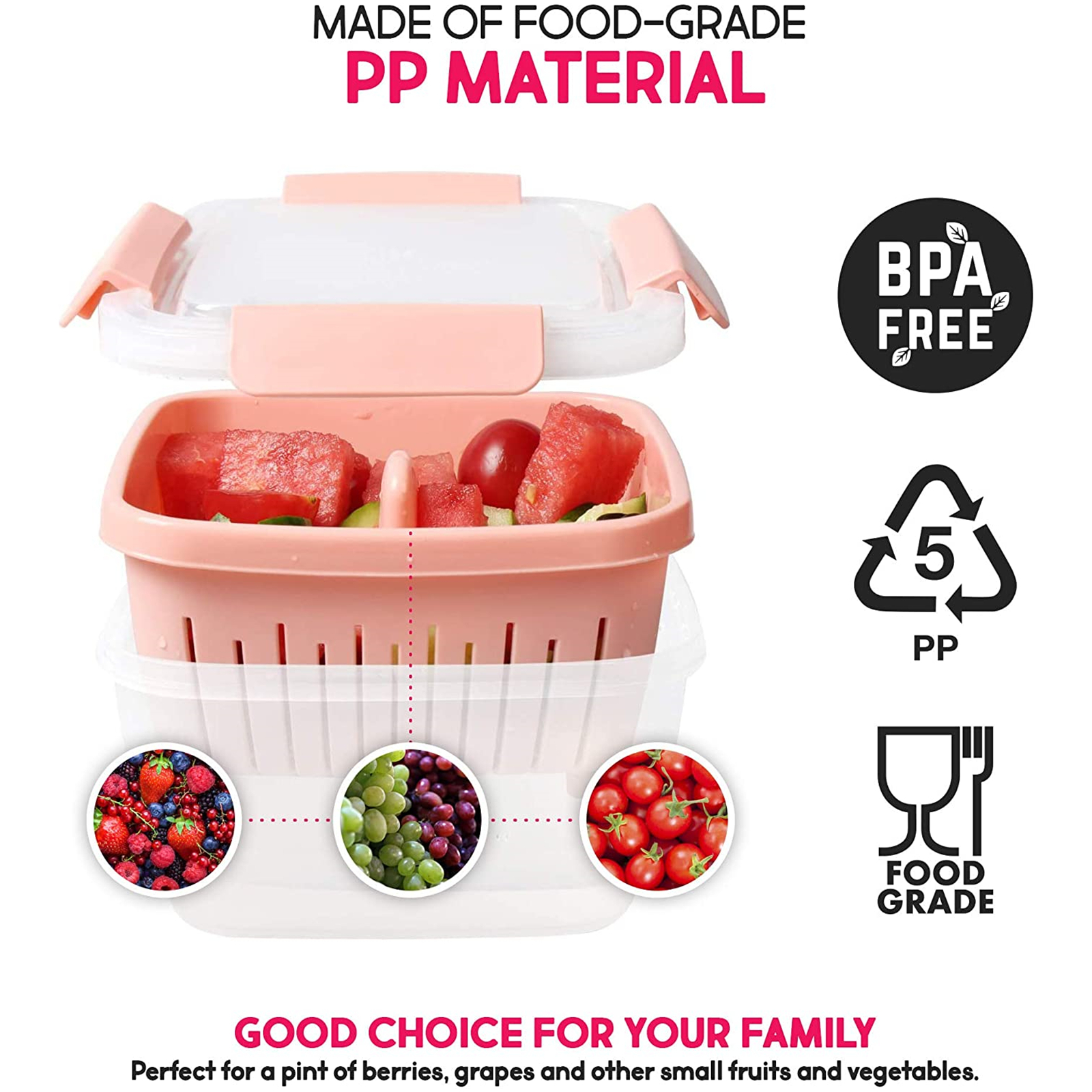 Shopwithgreen Berry Keeper Box Containers 52oz - Pink-shopwithgreen