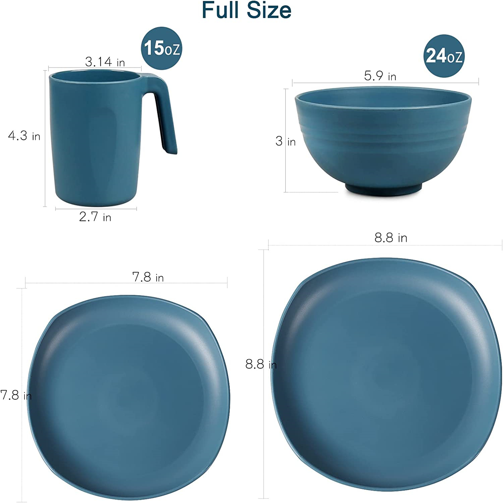 Shopwithgreen Lightweight & Unbreakable Plastic Square Dinnerware Sets - 16 PCS-shopwithgreen