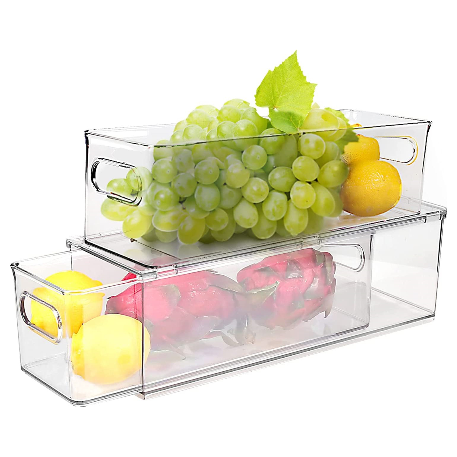 Shopwithgreen Refrigerator Organizer Bins with Pull-out Drawer - 2pcs Small-shopwithgreen