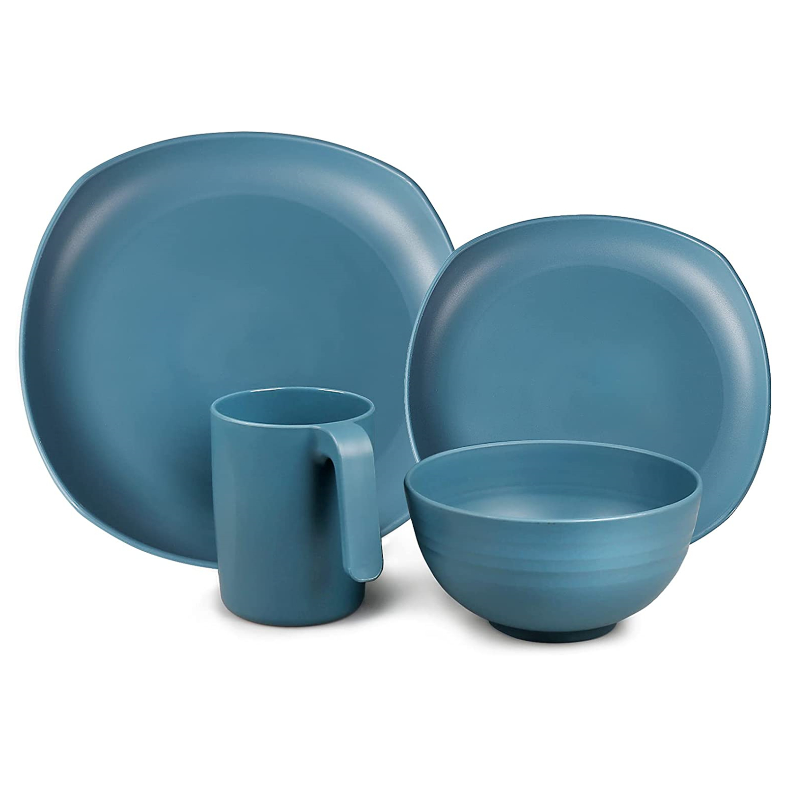Shopwithgreen Lightweight & Unbreakable Plastic Square Dinnerware Sets - 16 PCS-shopwithgreen