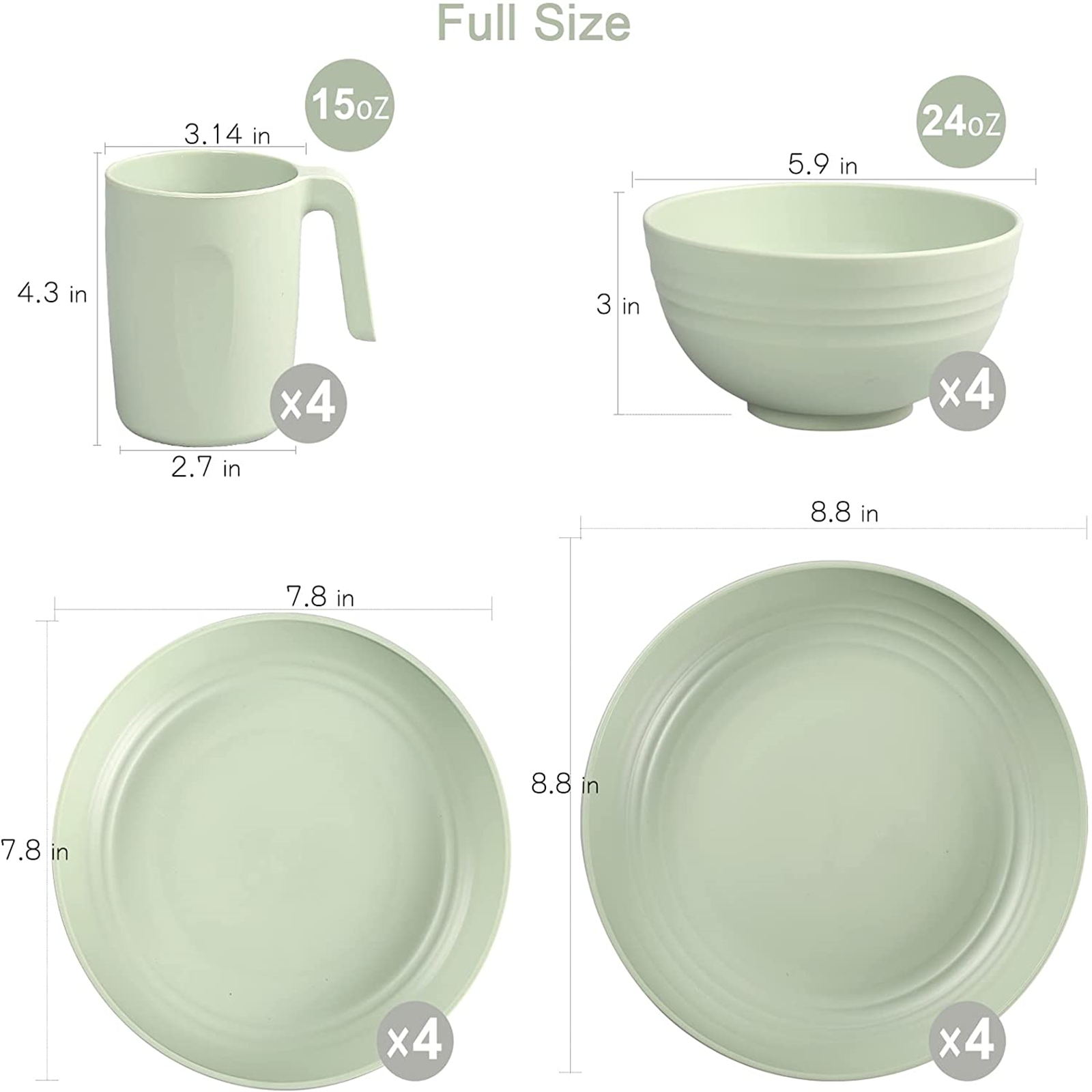 Shopwithgreen Lightweight & Unbreakable Plastic Dinnerware Sets - 16 PCS-shopwithgreen