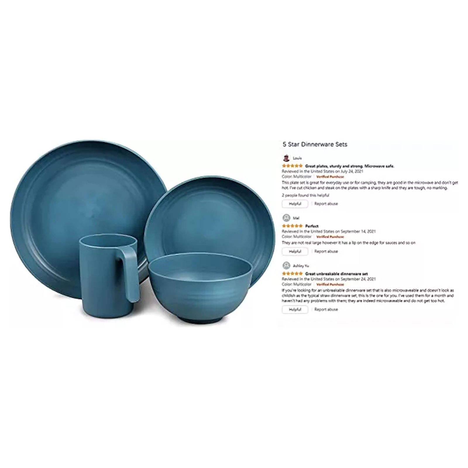 Shopwithgreen Lightweight & Unbreakable Plastic Dinnerware Sets - 16 PCS-shopwithgreen