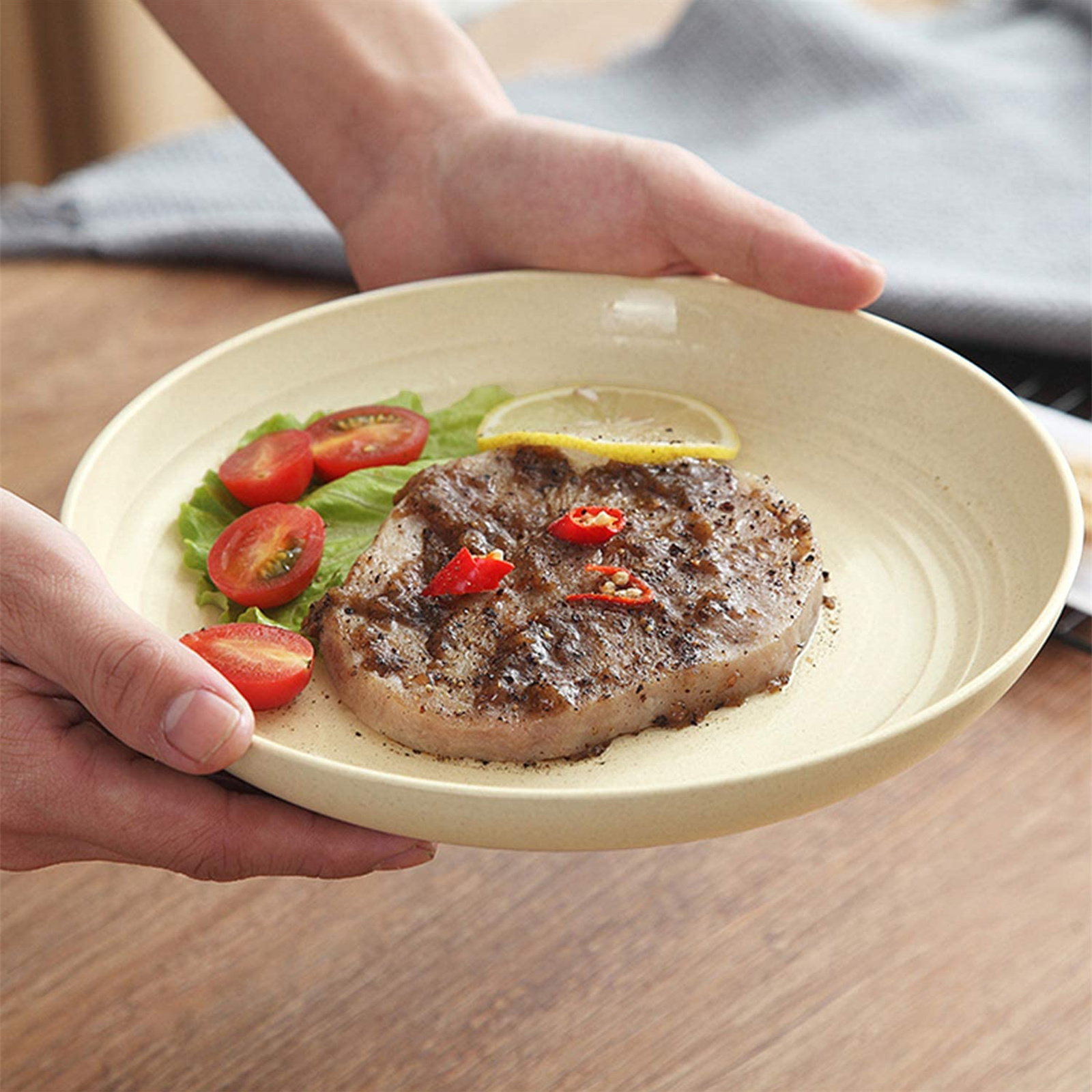 Shopwithgreen Wheat Straw Plastic Plates - 4pcs 7.8 inch Coastal-shopwithgreen