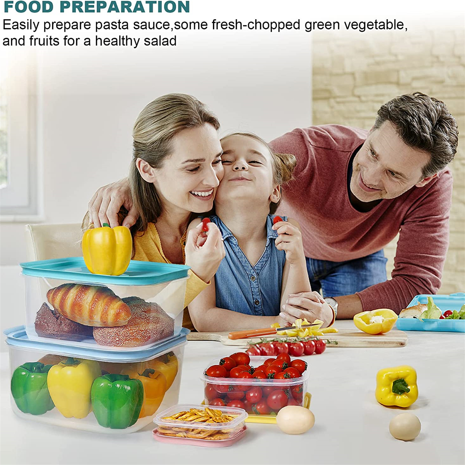 Shopwithgreen 8 Sets(16 Pieces) Multicolor Food Storage Containers - Square-shopwithgreen