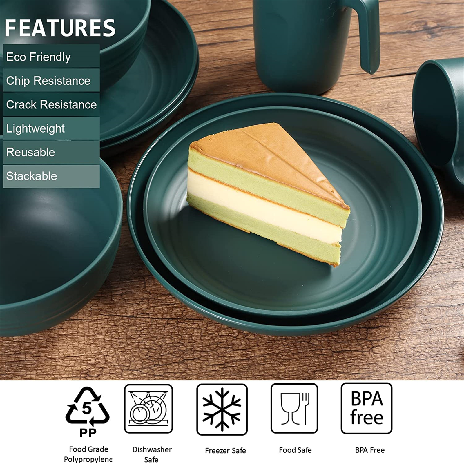 Shopwithgreen Lightweight & Unbreakable Plastic Dinnerware Sets - 16 PCS-shopwithgreen