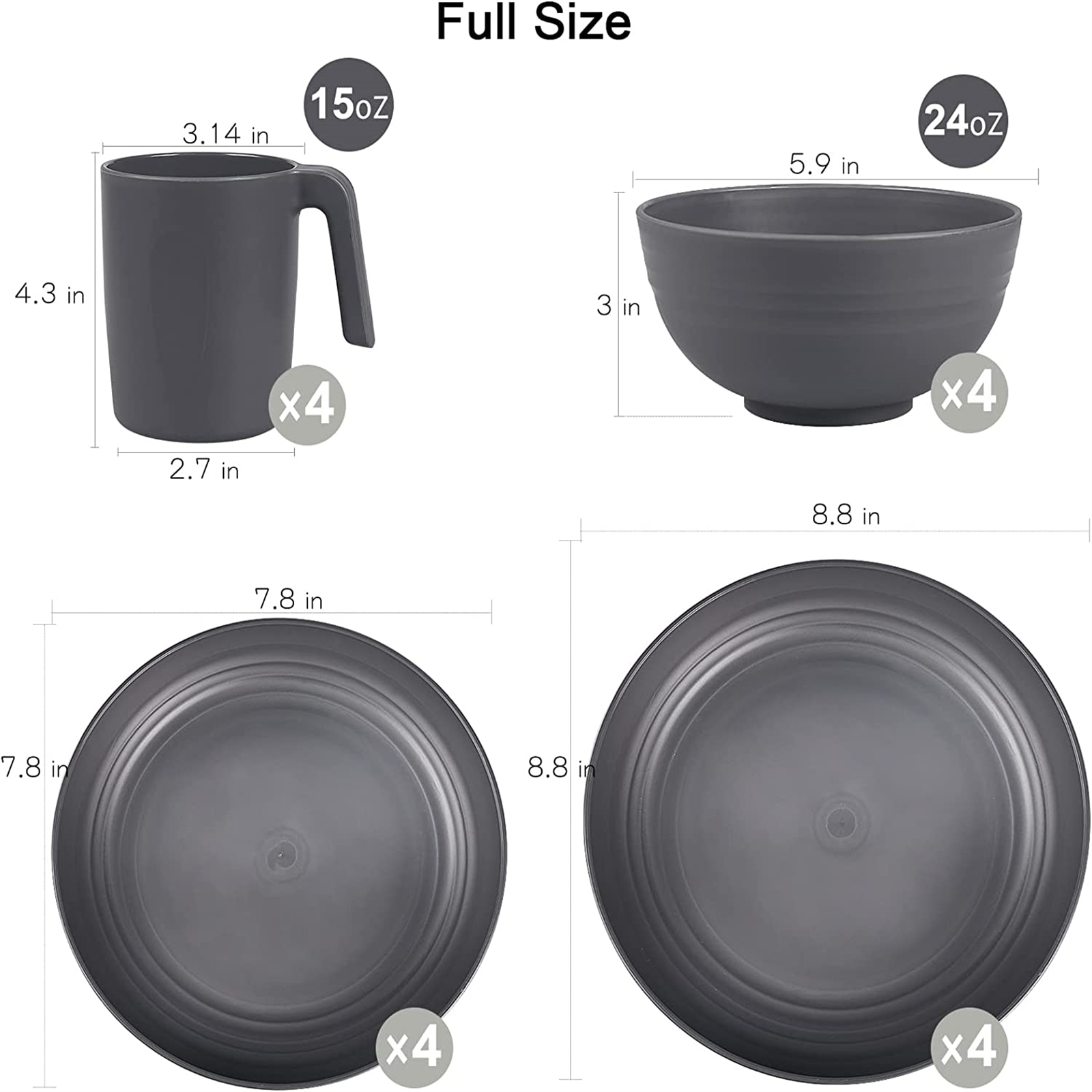 Shopwithgreen Lightweight & Unbreakable Plastic Dinnerware Sets - 16 PCS-shopwithgreen