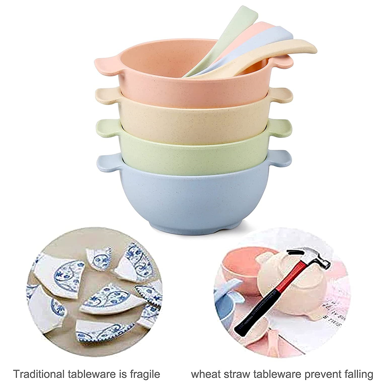 Shopwithgreen Wheat Straw Kids Bowls and Spoons Set 8 pcs-shopwithgreen