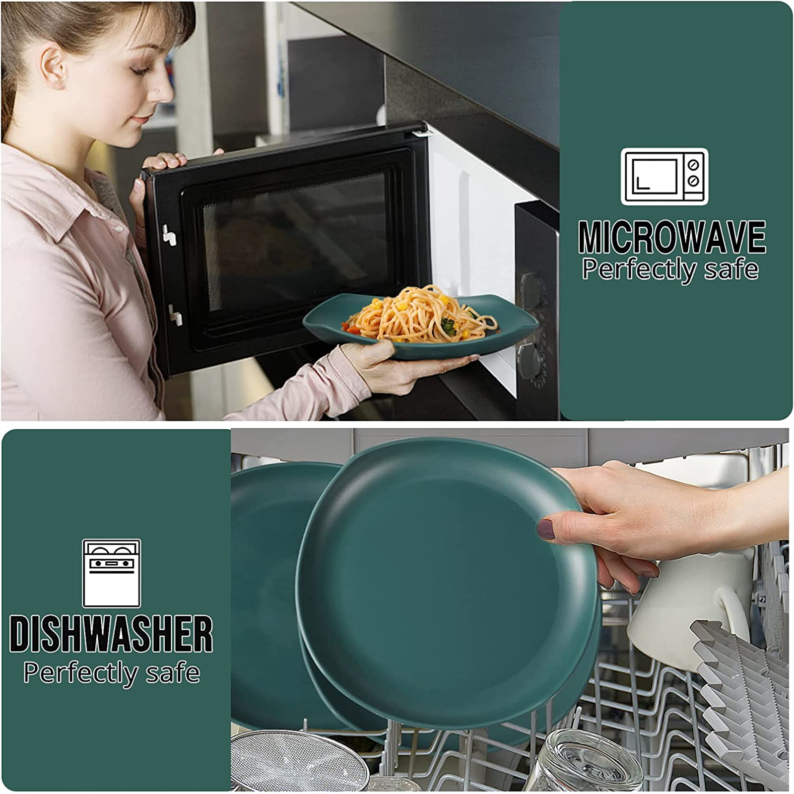 Shopwithgreen Lightweight & Unbreakable Plastic Square Dinnerware Sets - 16 PCS-shopwithgreen