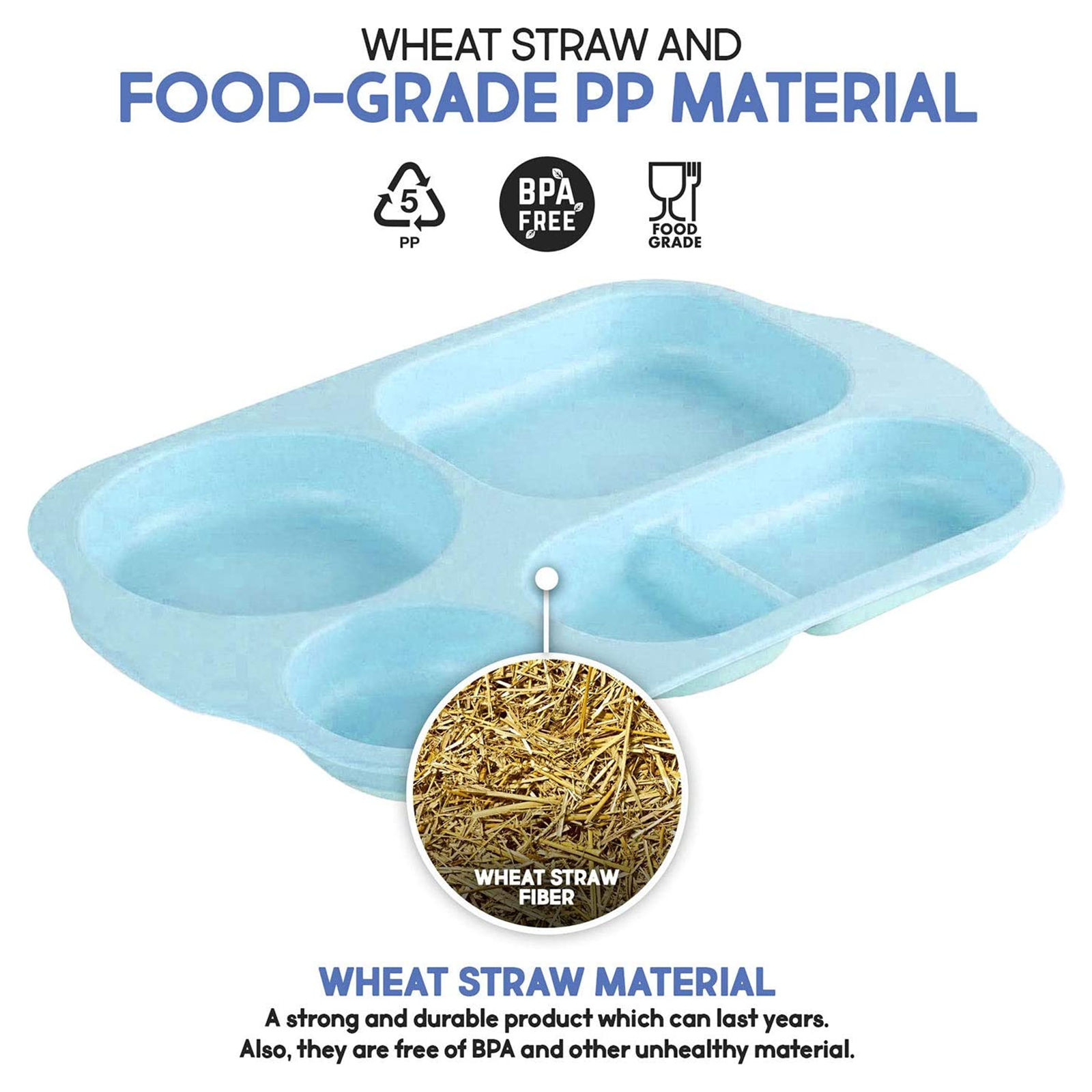 Shopwithgreen Wheat Straw Kids Divided Plates - 4 pcs 11 Inch-shopwithgreen