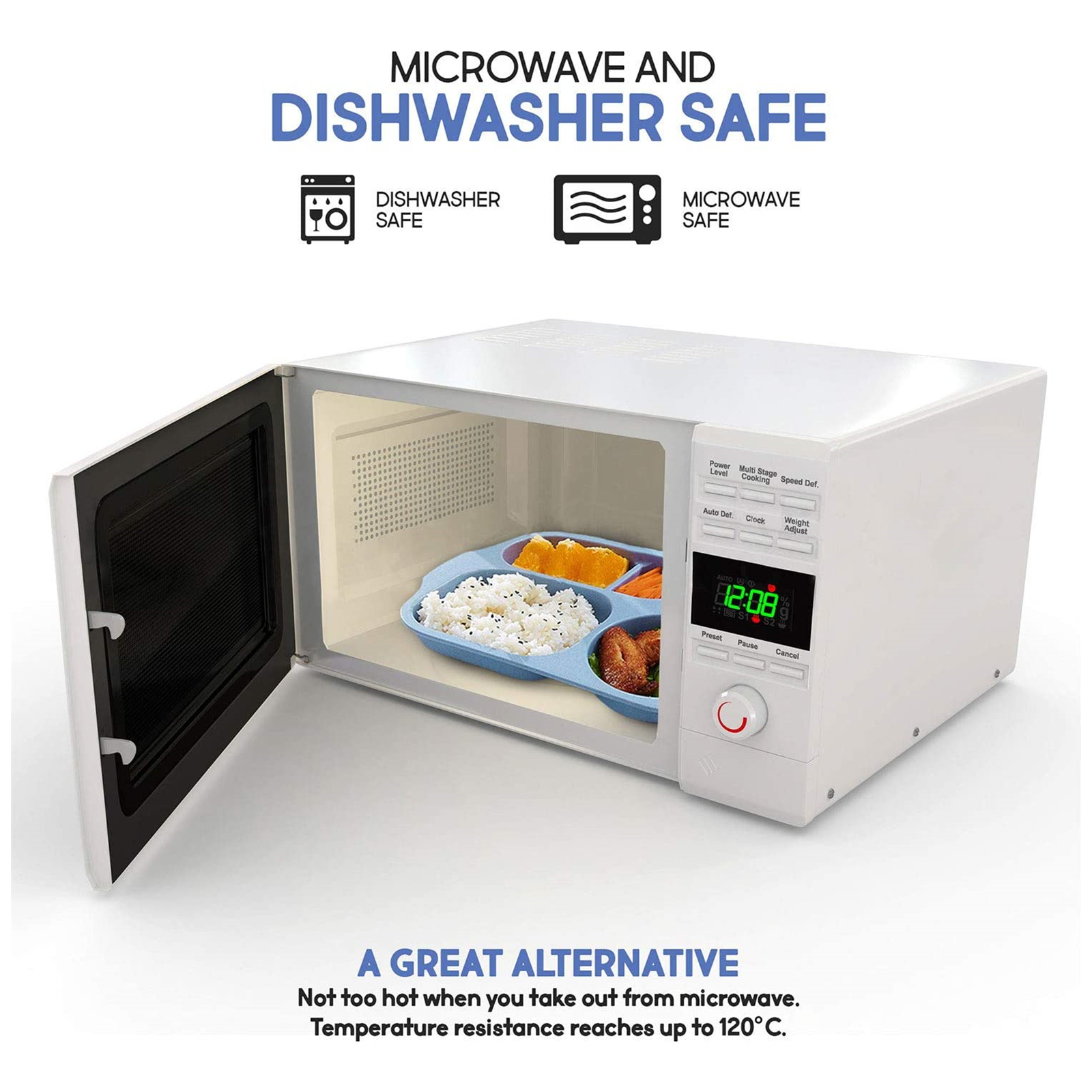 Shopwithgreen Wheat Straw Kids Divided Plates - 4 pcs 11 Inch-shopwithgreen