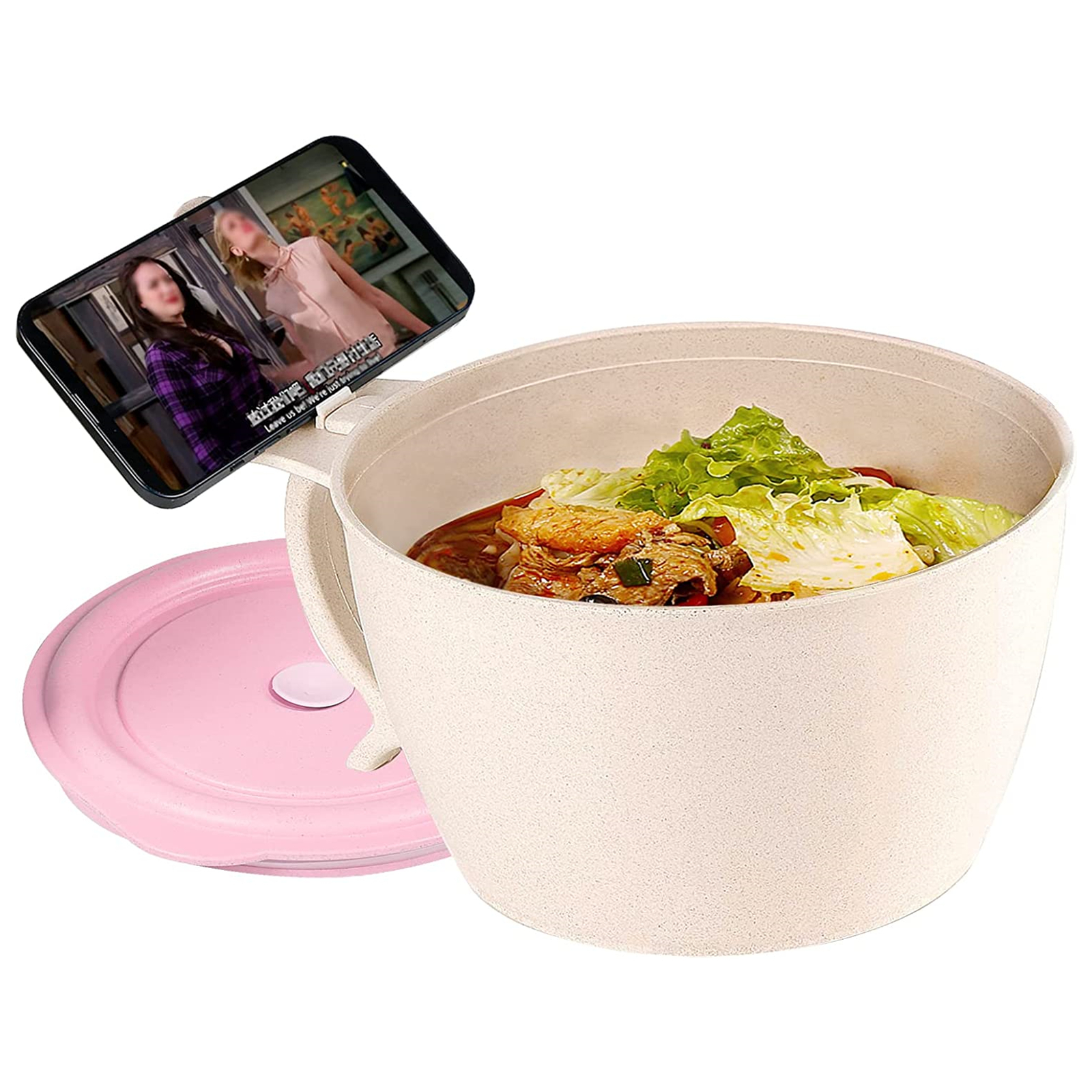 Shopwithgreen Cup Noodle Bowl with Lid 48 OZ - Pink-shopwithgreen