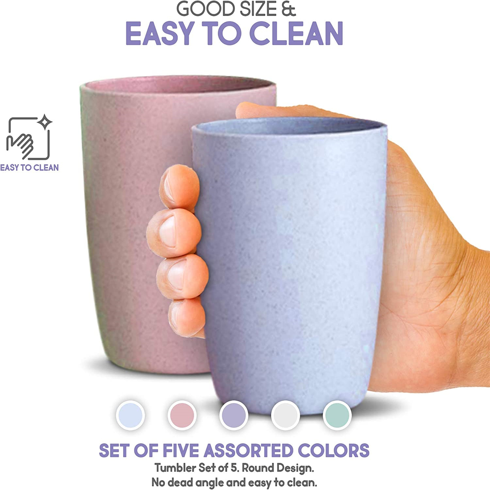 Shopwithgreen Wheat Straw Drinking Cups - 5pcs 12 OZ Pale Blush-shopwithgreen