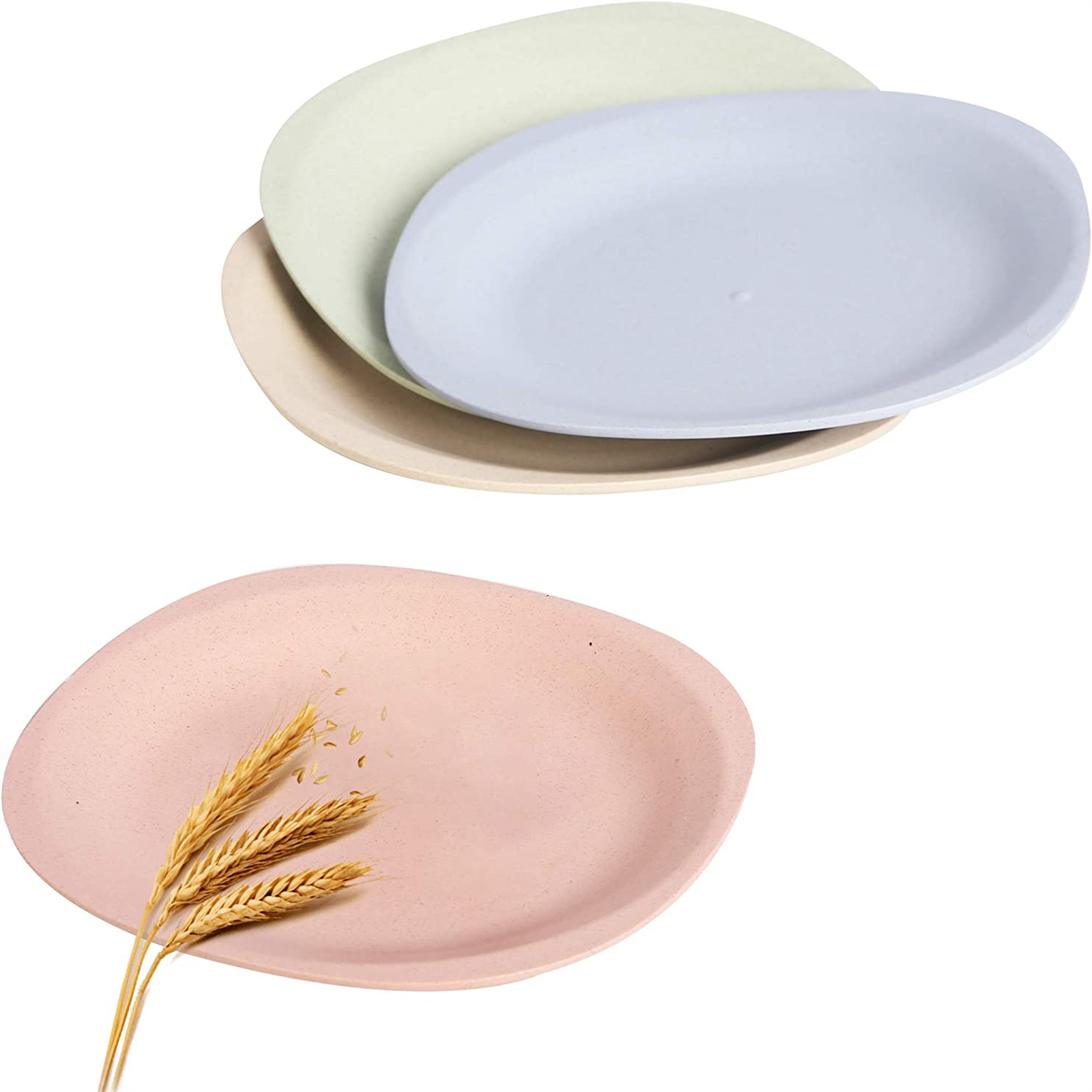 Shopwithgreen Wheat Straw Plastic Plates - 4pcs 7.3 inch Pale Blush-shopwithgreen