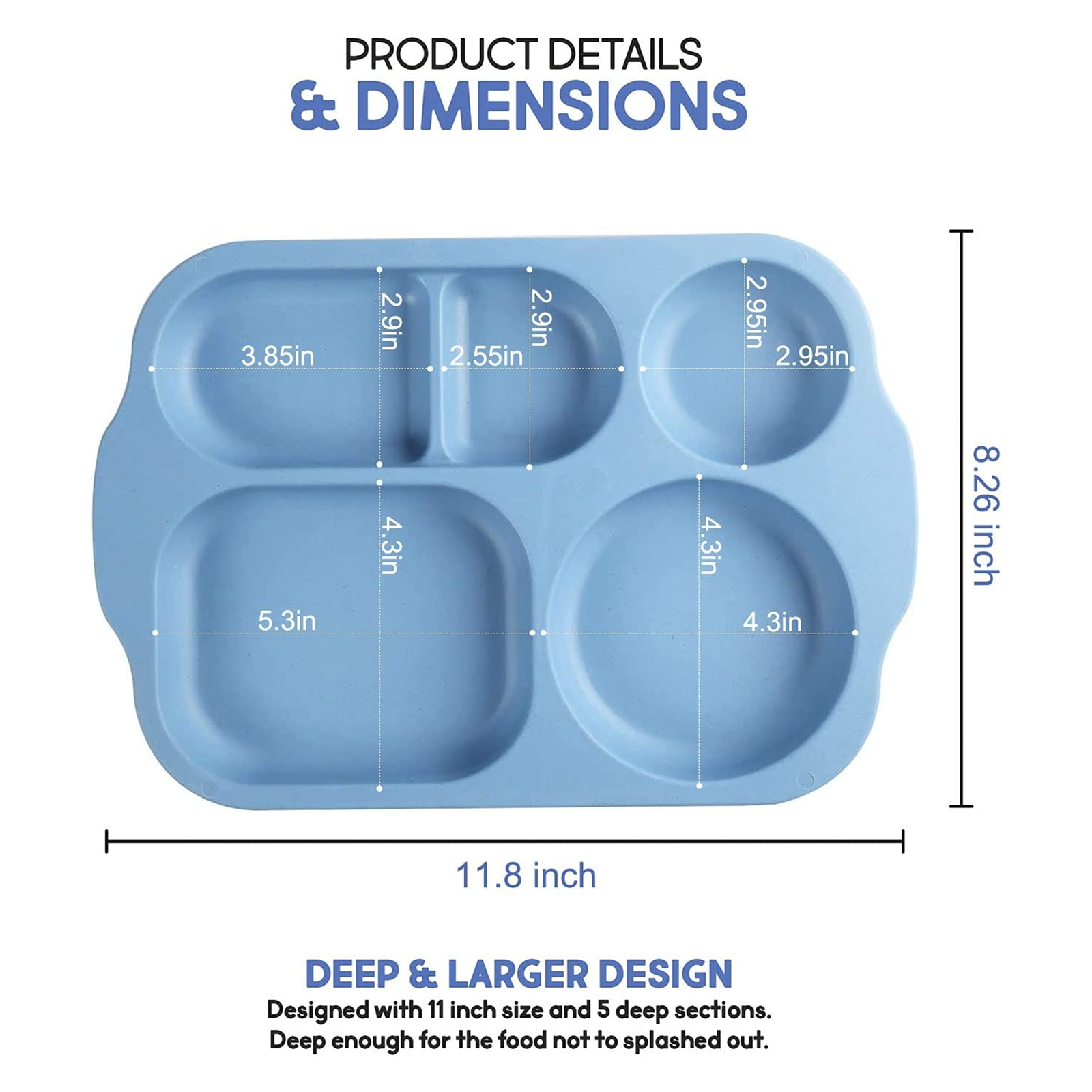 Shopwithgreen Wheat Straw Kids Divided Plates - 4 pcs 11 Inch-shopwithgreen