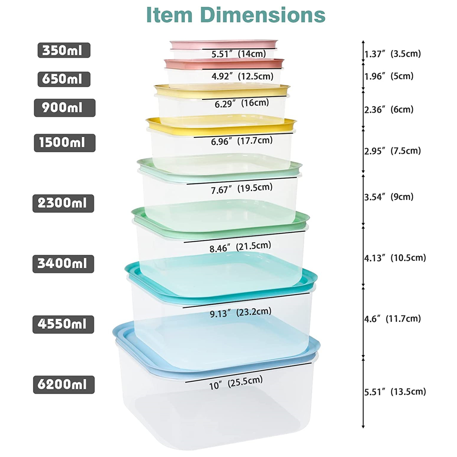Shopwithgreen 8 Sets(16 Pieces) Multicolor Food Storage Containers - Square-shopwithgreen