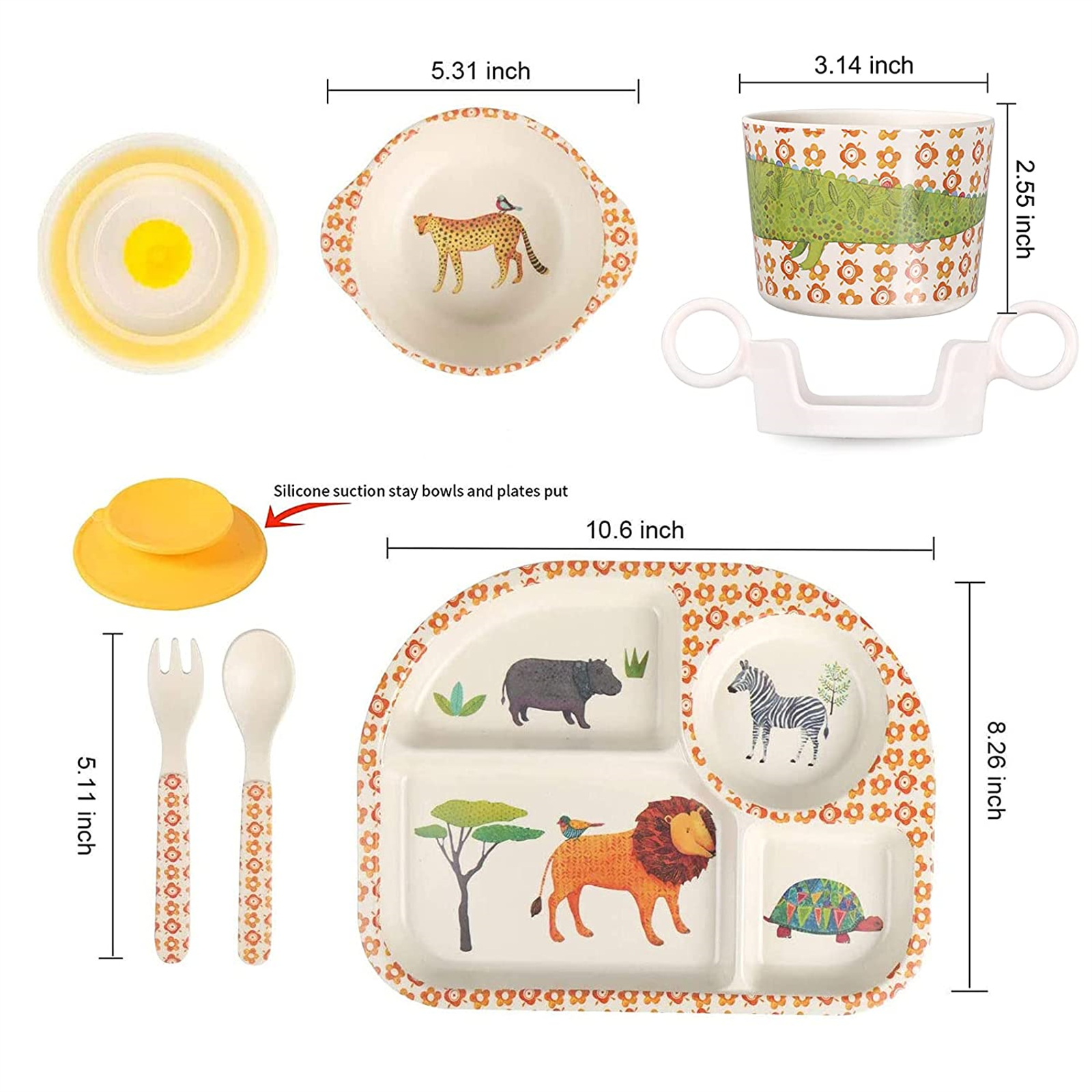 Shopwithgreen Bamboo Kids Dinnerware Set 7 pcs-shopwithgreen