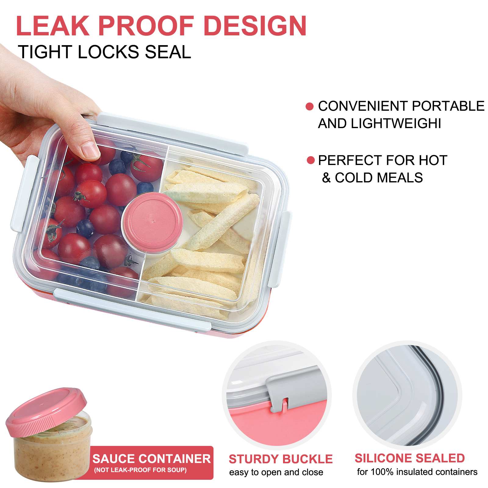 Shopwithgreen Salad Food Storage Container to Go 47-oz with 3-Compartment 3 pcs - Pink-shopwithgreen