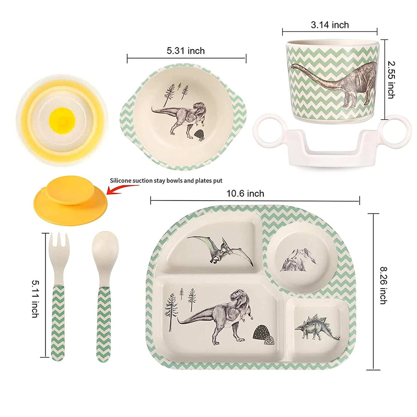 Shopwithgreen Bamboo Kids Dinnerware Set 7 pcs-shopwithgreen