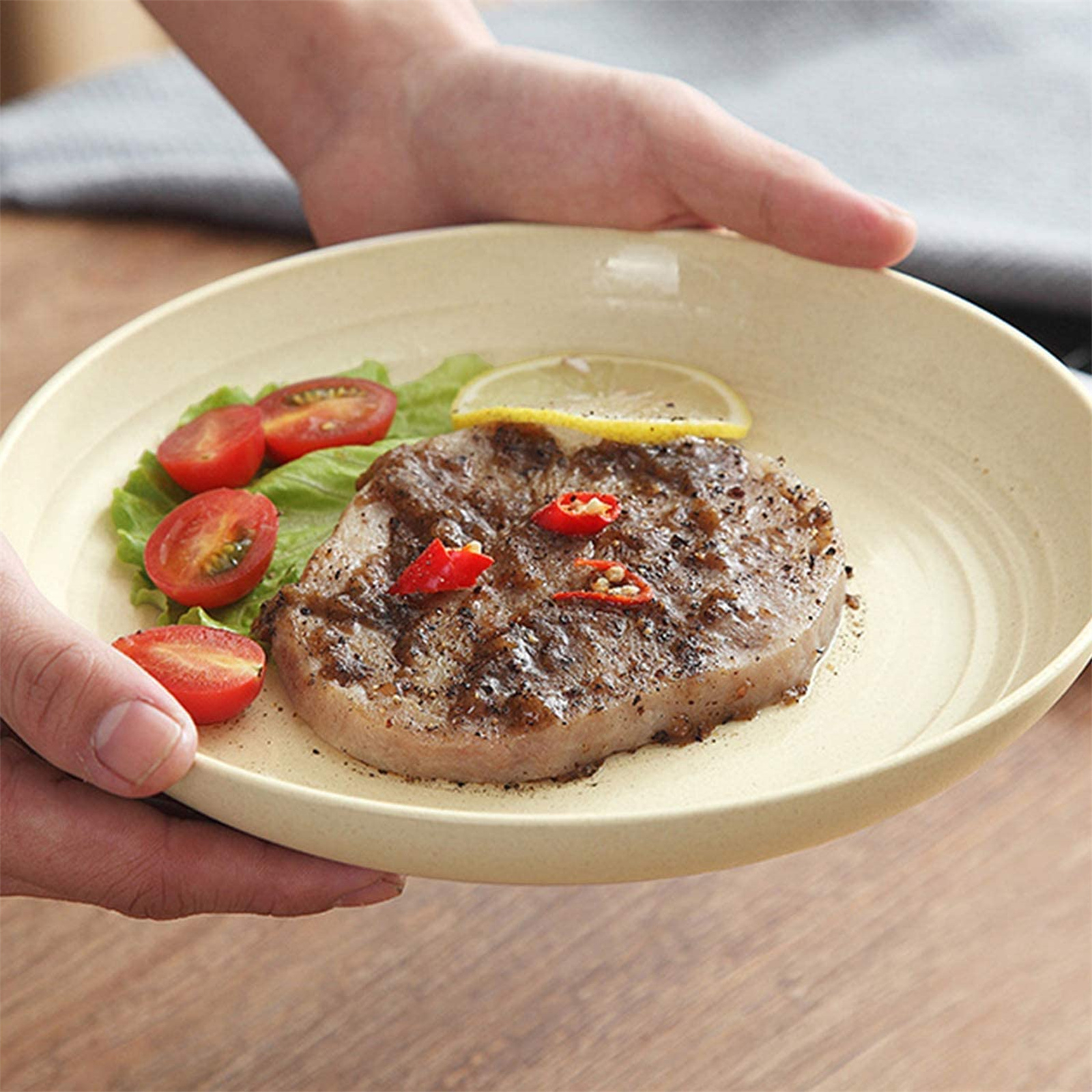 Shopwithgreen Wheat Straw Plastic Plates - 4pcs 10 inch Coastal-shopwithgreen