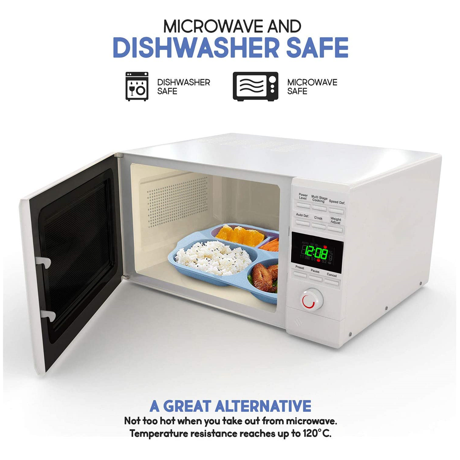 Shopwithgreen Wheat Straw Kids Divided Plates - 4 pcs 11 Inch-shopwithgreen