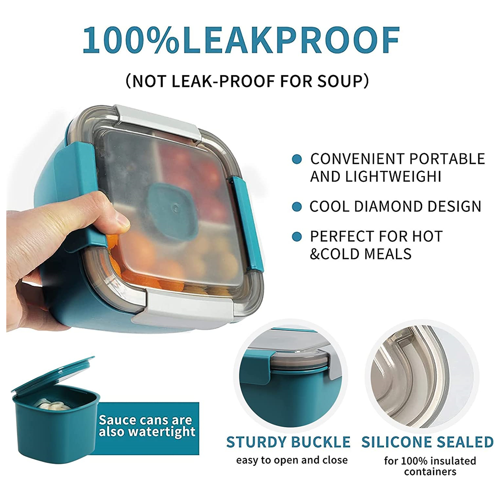 Shopwithgreen 52 OZ to Go Salad Container Lunch Container with 3-Compartment - LightBlue/ArmyGreen/Navy-shopwithgreen