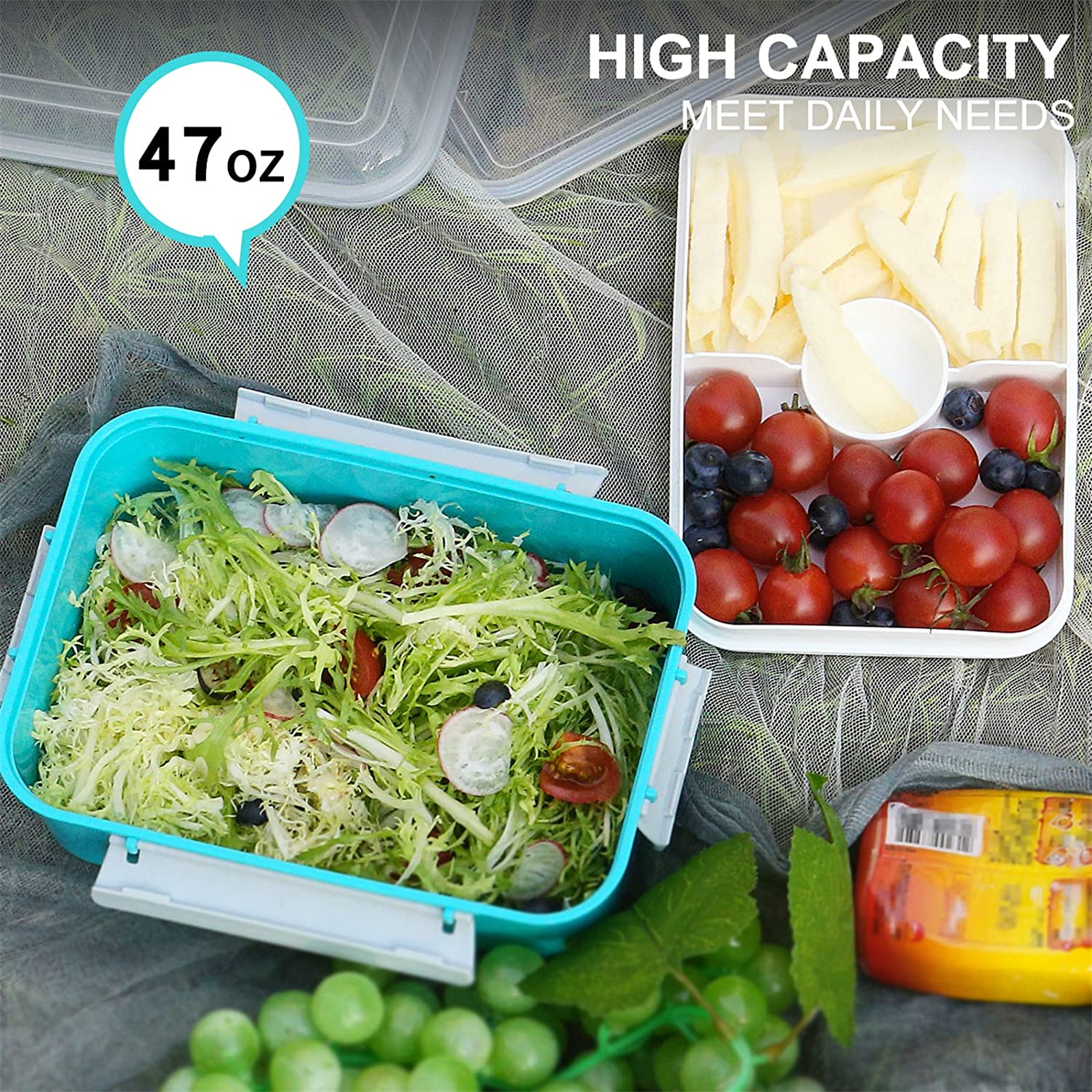 Shopwithgreen Salad Food Storage Container to Go 47-oz with 3-Compartment 3 pcs - Coastal Aqua-shopwithgreen