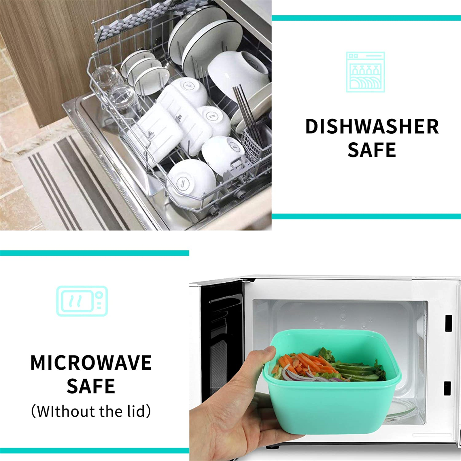 Shopwithgreen 52 OZ to Go Salad Container Lunch Container with 3-Compartment - Green-3 pcs-shopwithgreen