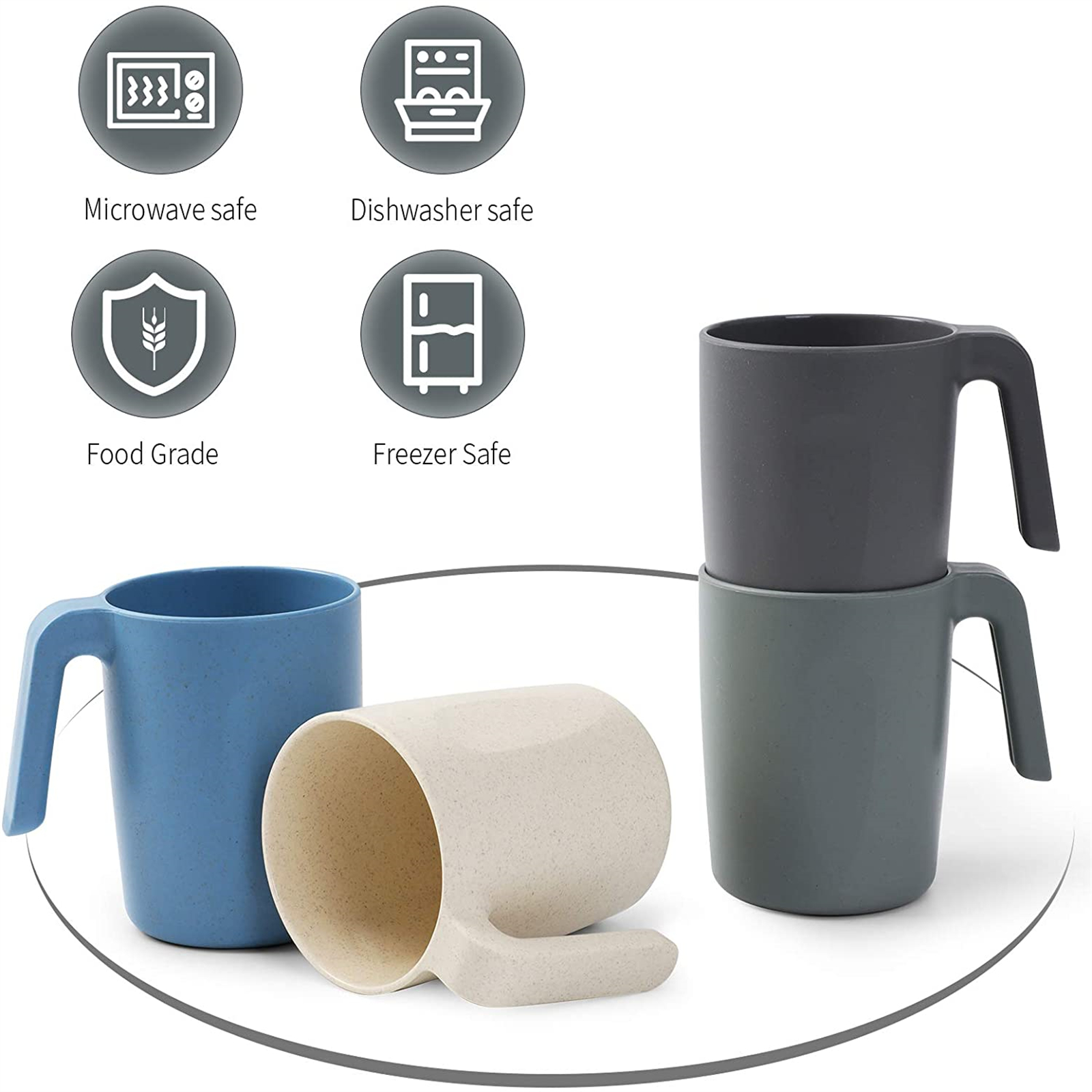 Shopwithgreen Wheat Straw Coffee Mugs - 4PCS 15 OZ Coastal-shopwithgreen